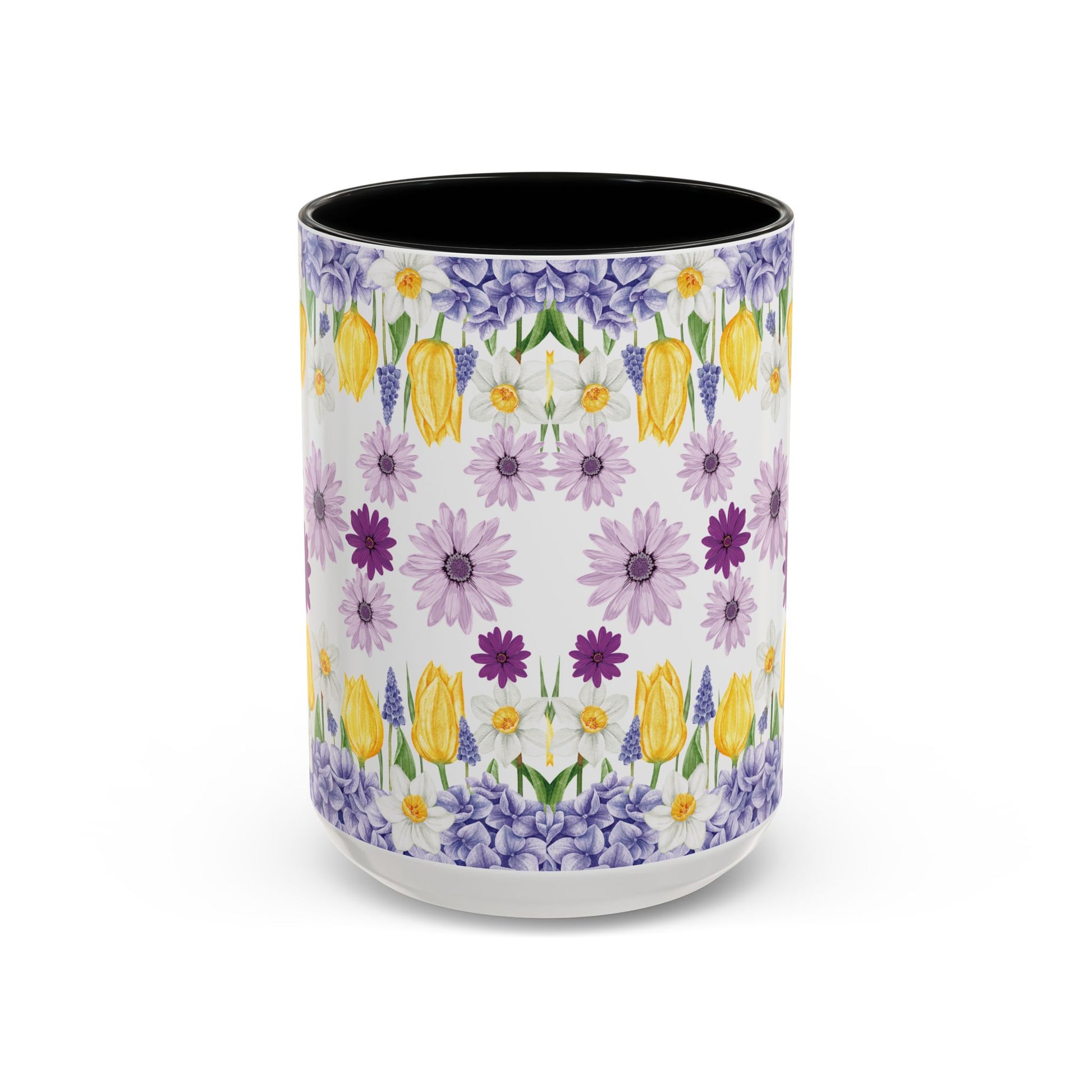 Botanical Floral Mug  Lavender & Yellow Flowers, Ceramic 11oz & 15oz Cup, Ideal Gift for Coffee Lovers, Mother's Day, or Cozy Spring Mornings