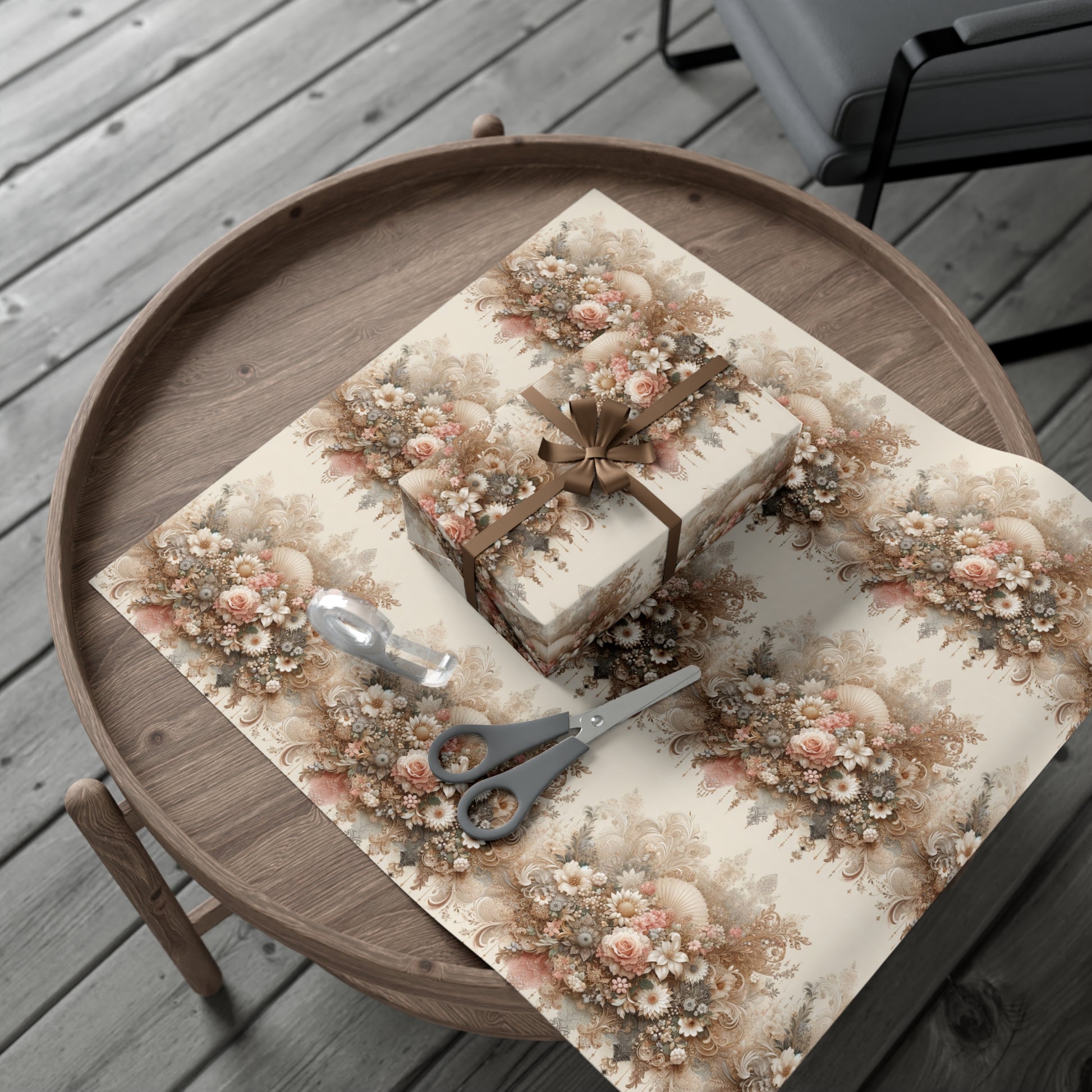 Elegant Vintage Lace Floral Symphony Timeless Wrapping Paper Perfect for Weddings, Bridal & Baby Showers Eco-Friendly, All Occasion.