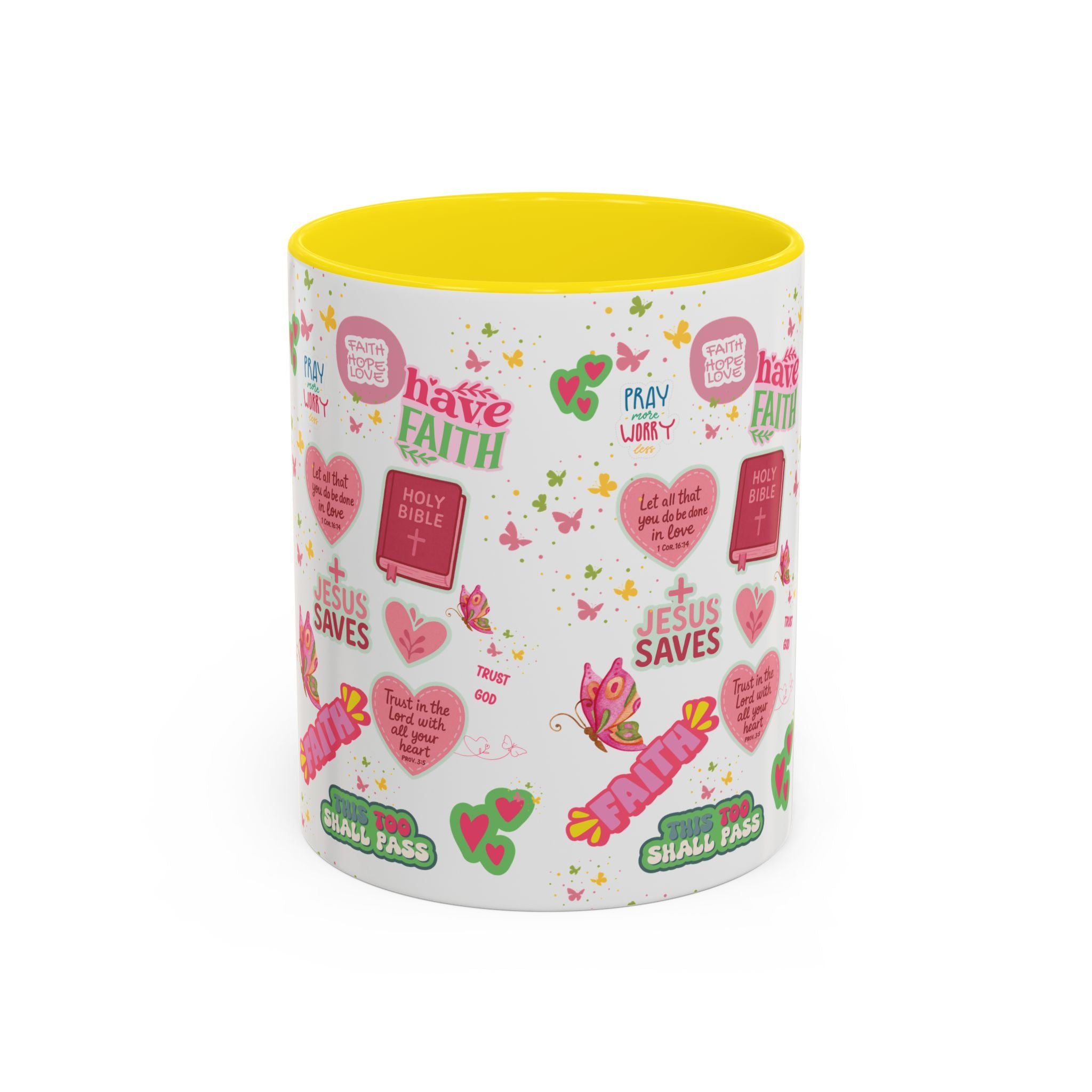 Commencez votre journée avec la foi | Mug chrétien avec verset biblique | Cadeau inspirant pour chrétiens | Mug à café en céramique 325 ml et 443 ml Matins de printemps douillets