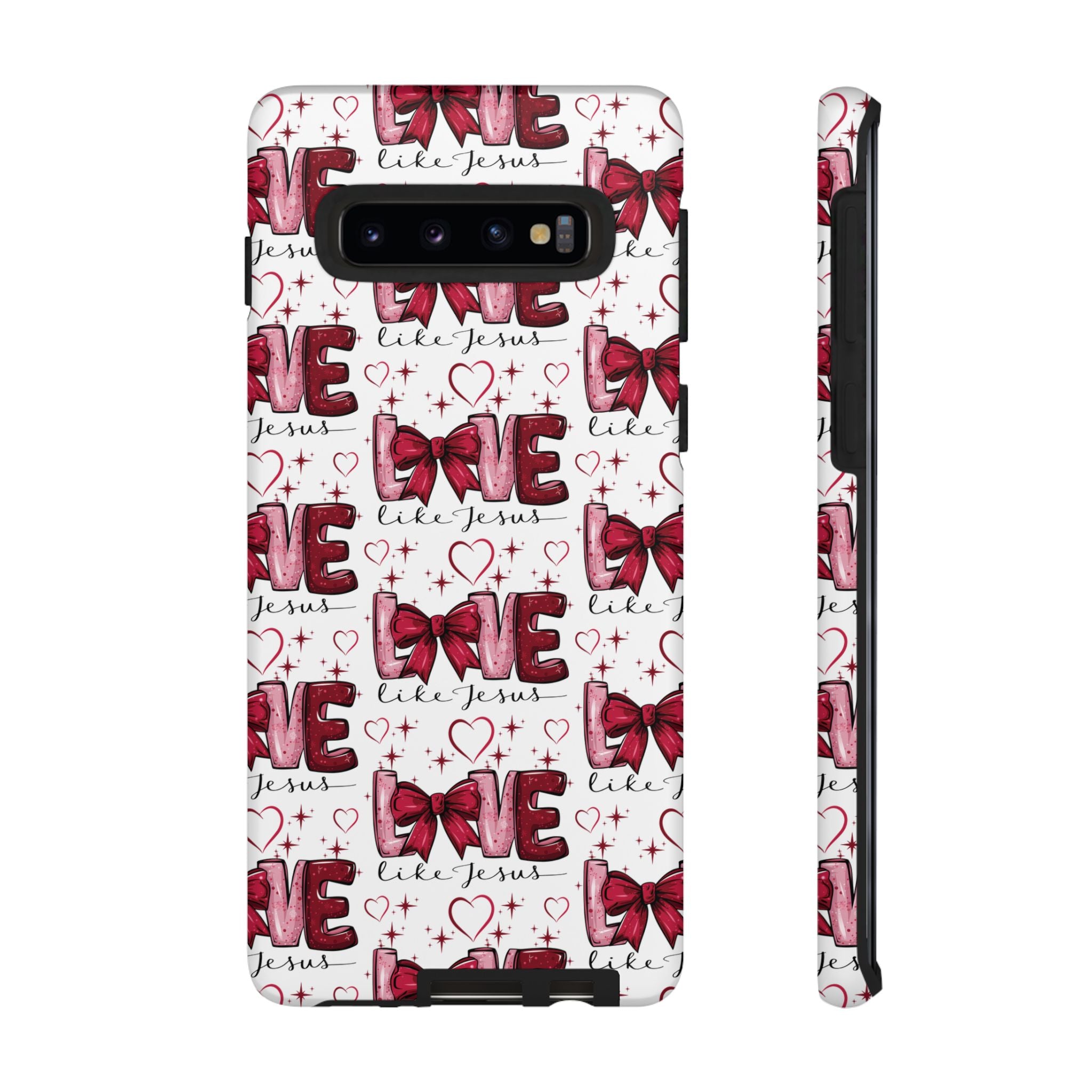 Love Like Jesus Red Bows and Hearts—Tough, Faithful Phone Cases & Religious iPhone Accessories: Protect Your Device & Show Your Faith