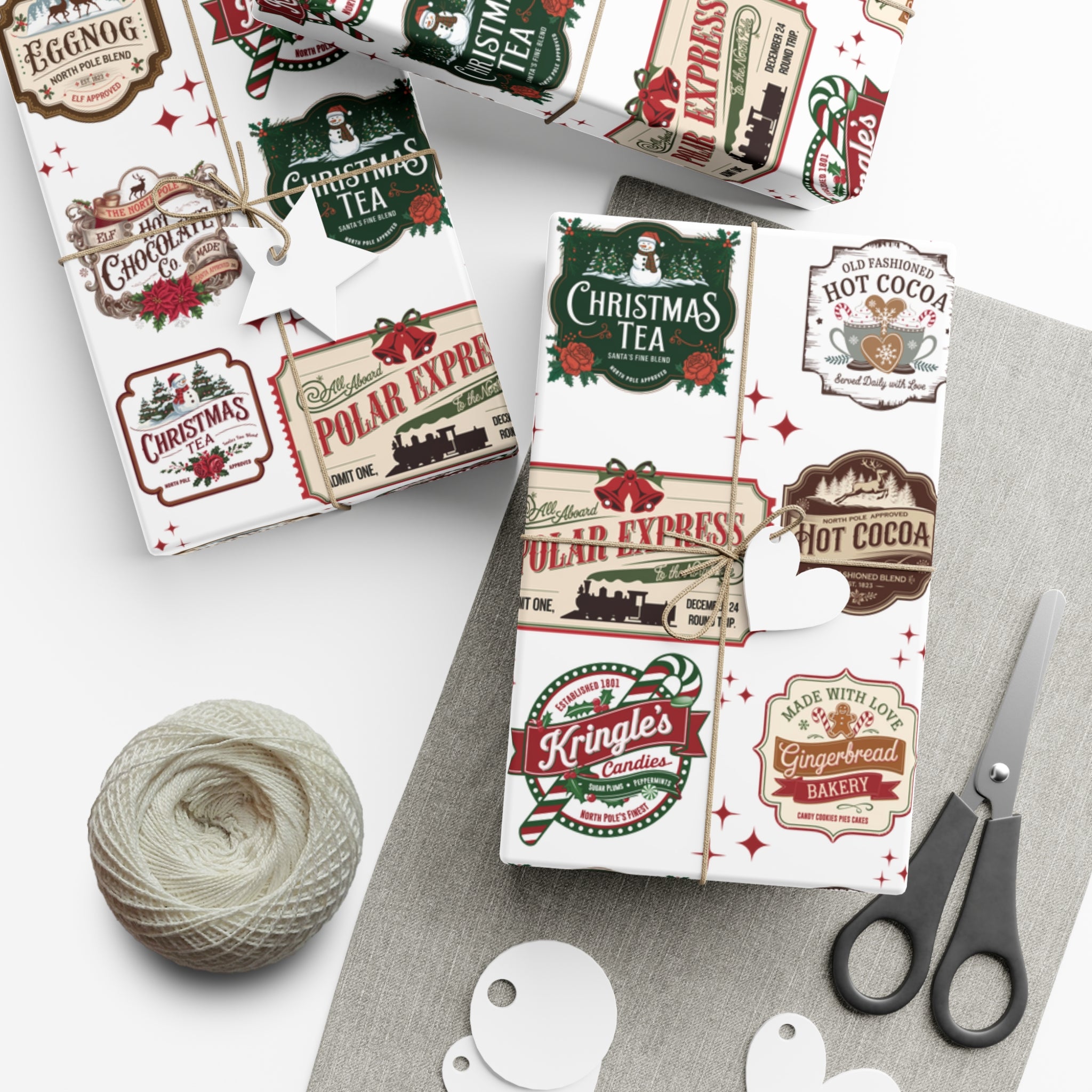 Vintage Christmas Stamps Wrapping Paper Festive Holiday Gift Wrap with Retro-Inspired Designs, Perfect for Christmas Presents, Crafting, & Holiday Decor – Premium Quality - MRSBYVALLE