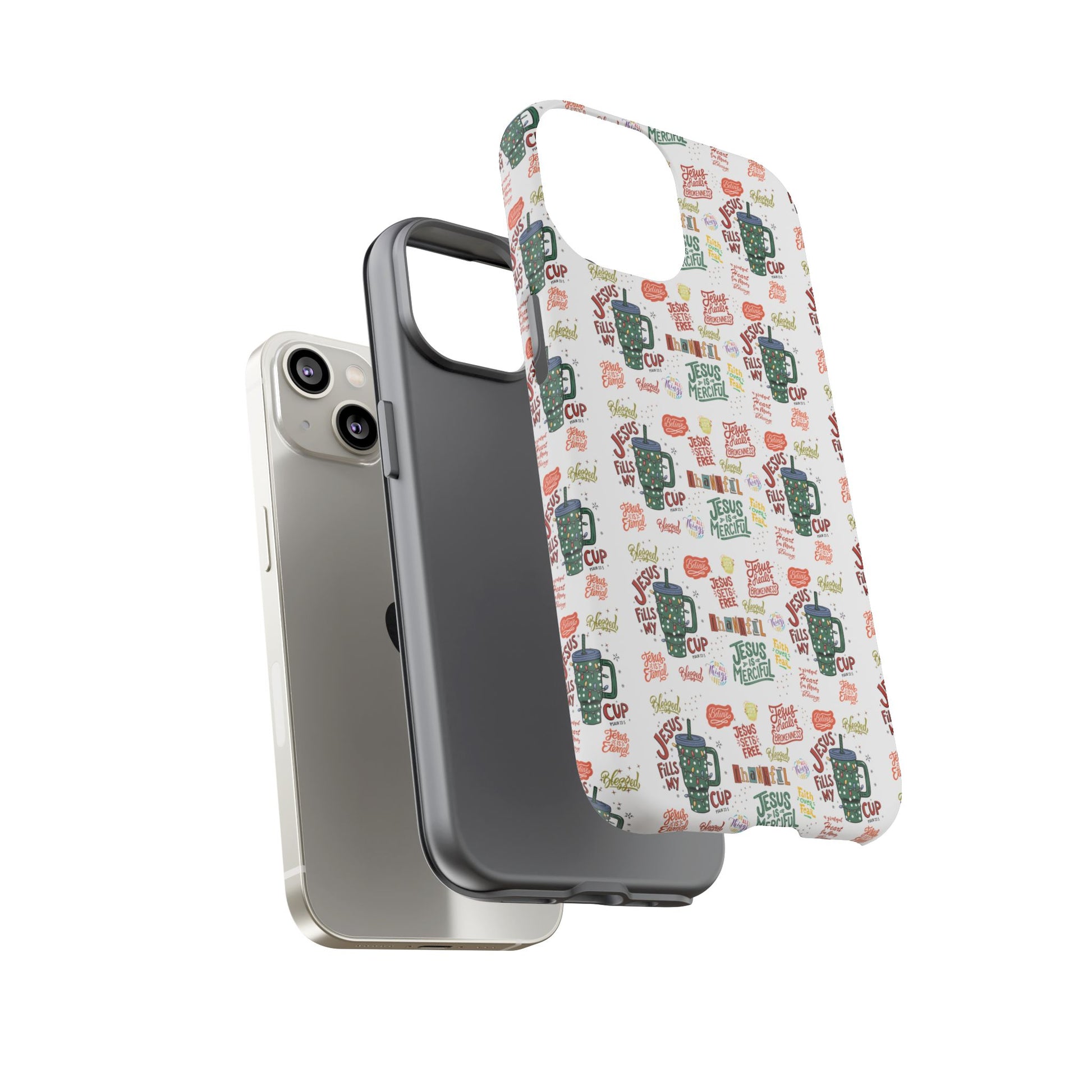 Jesus Fill My Cup Phone Case Cute Floral Design in Red, Pink, Blue – Aesthetic Protective Case for iPhone and  Android