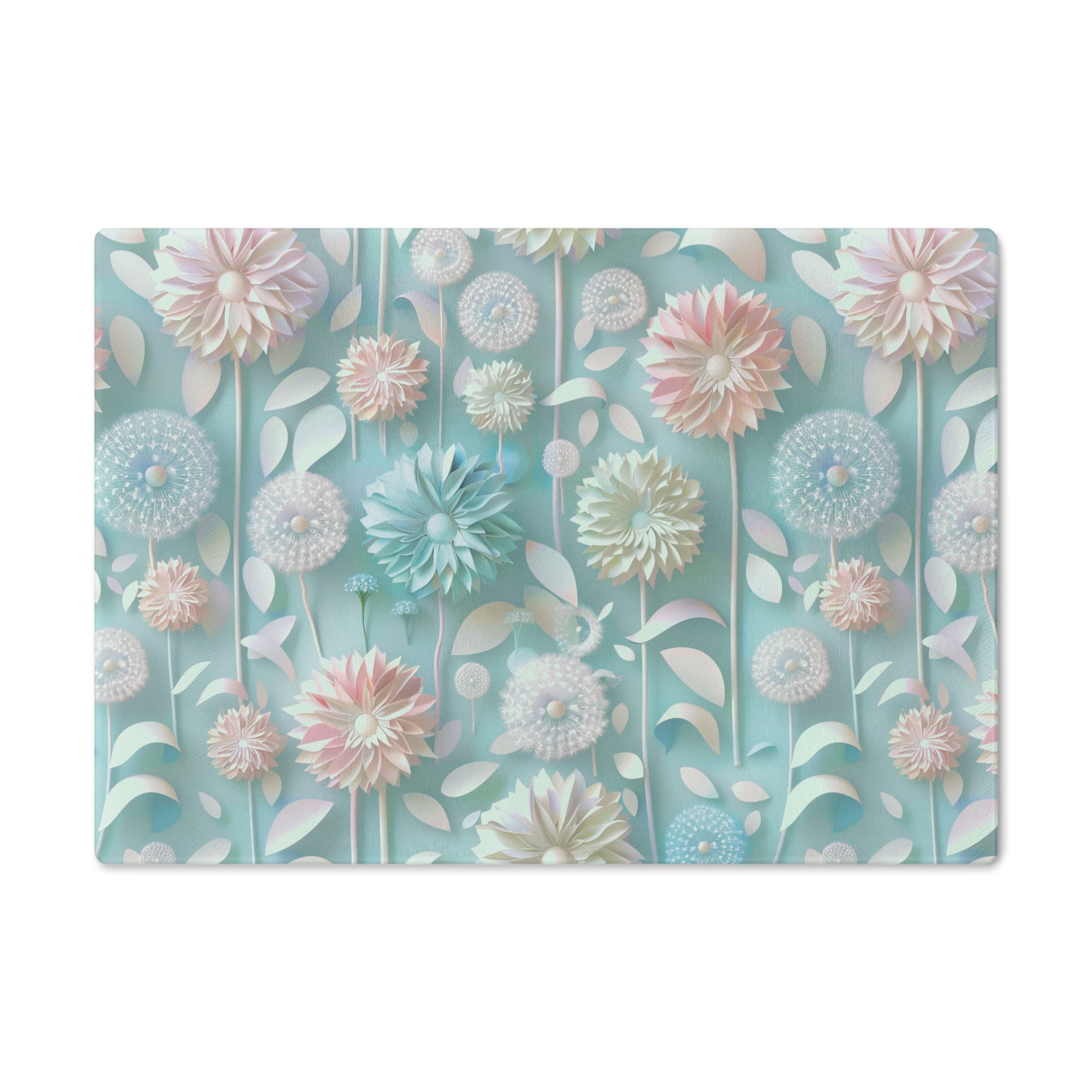 Pastel Floral Tempered Glass Cutting Board | Durable and Heat-Resistant | Non-Slip Feet for Stability | Scratch-Resistant Surface | Stylish Kitchen Decor & Gift