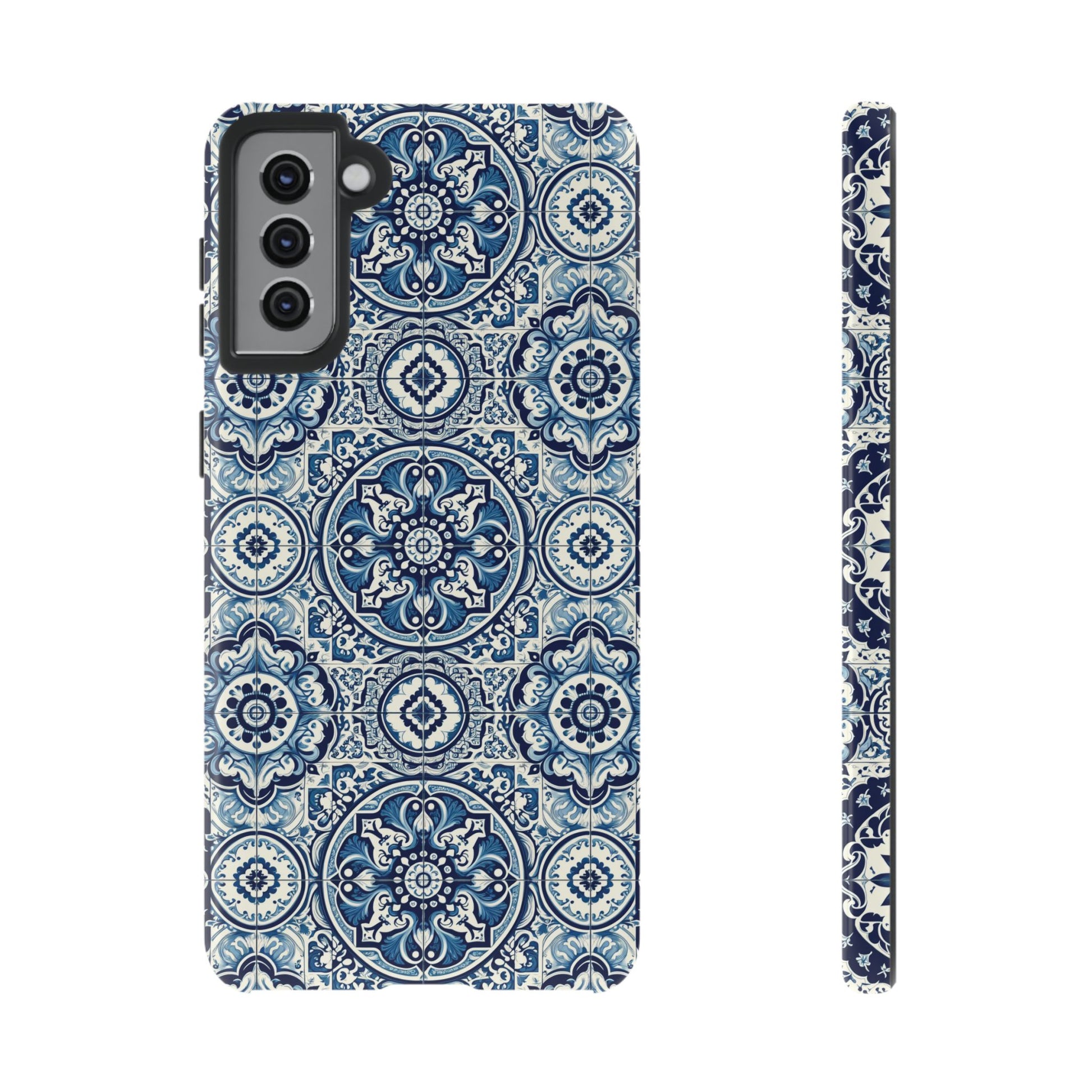 Azulejo Tile Phone Case Elegant Mediterranean Blue Porcelain Design iPhone 17, 16, 15, Samsung iPhone Samsung Accessory Gift for Her
