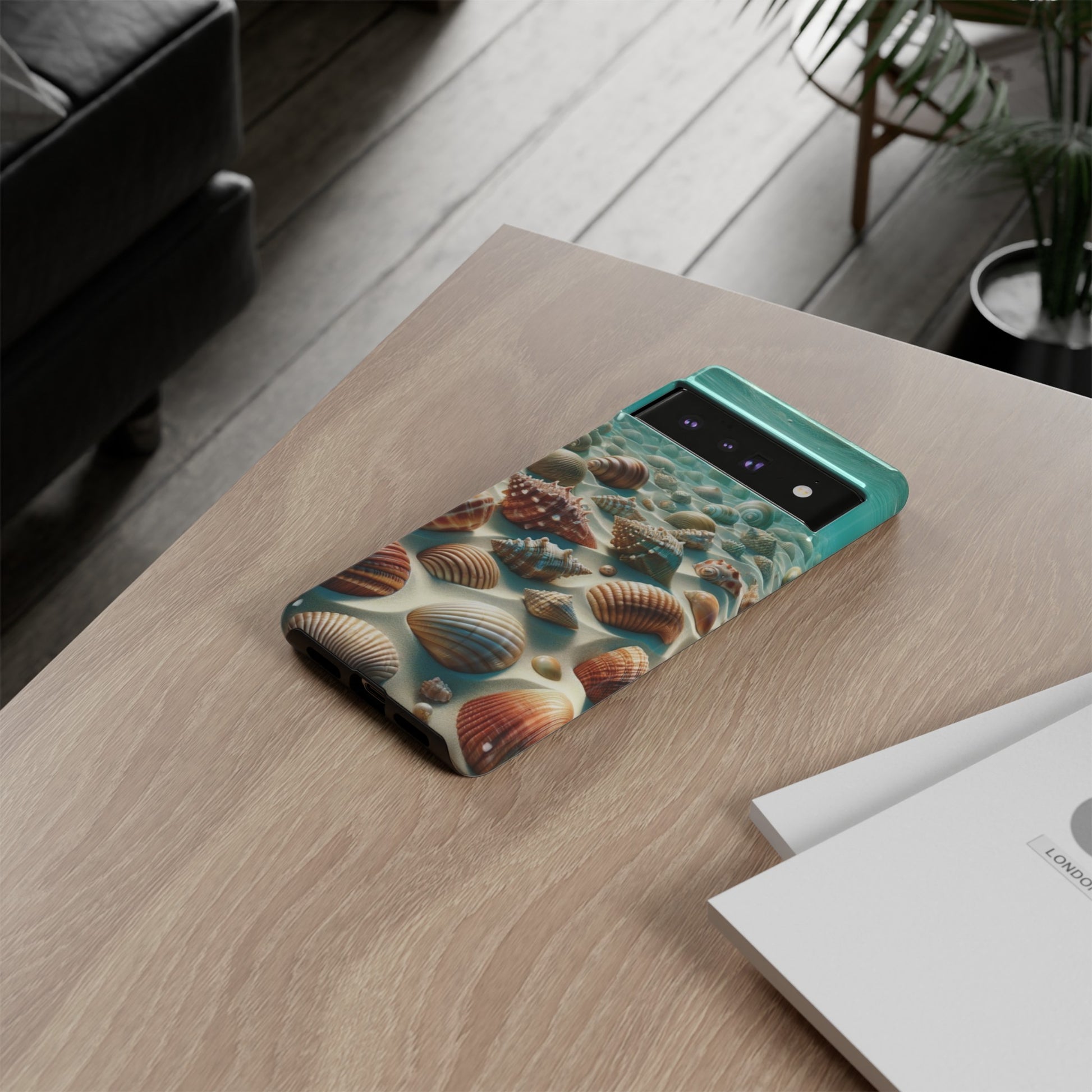Plush Ocean Bliss Turquoise Seashell Ocean Beach View Protective Phone Case Gift for Her Phone 15, Samsung iPhone Samsung Gift for Her Case iPhone 15, Samsung iPhone Samsung Accessory Gift for Her.