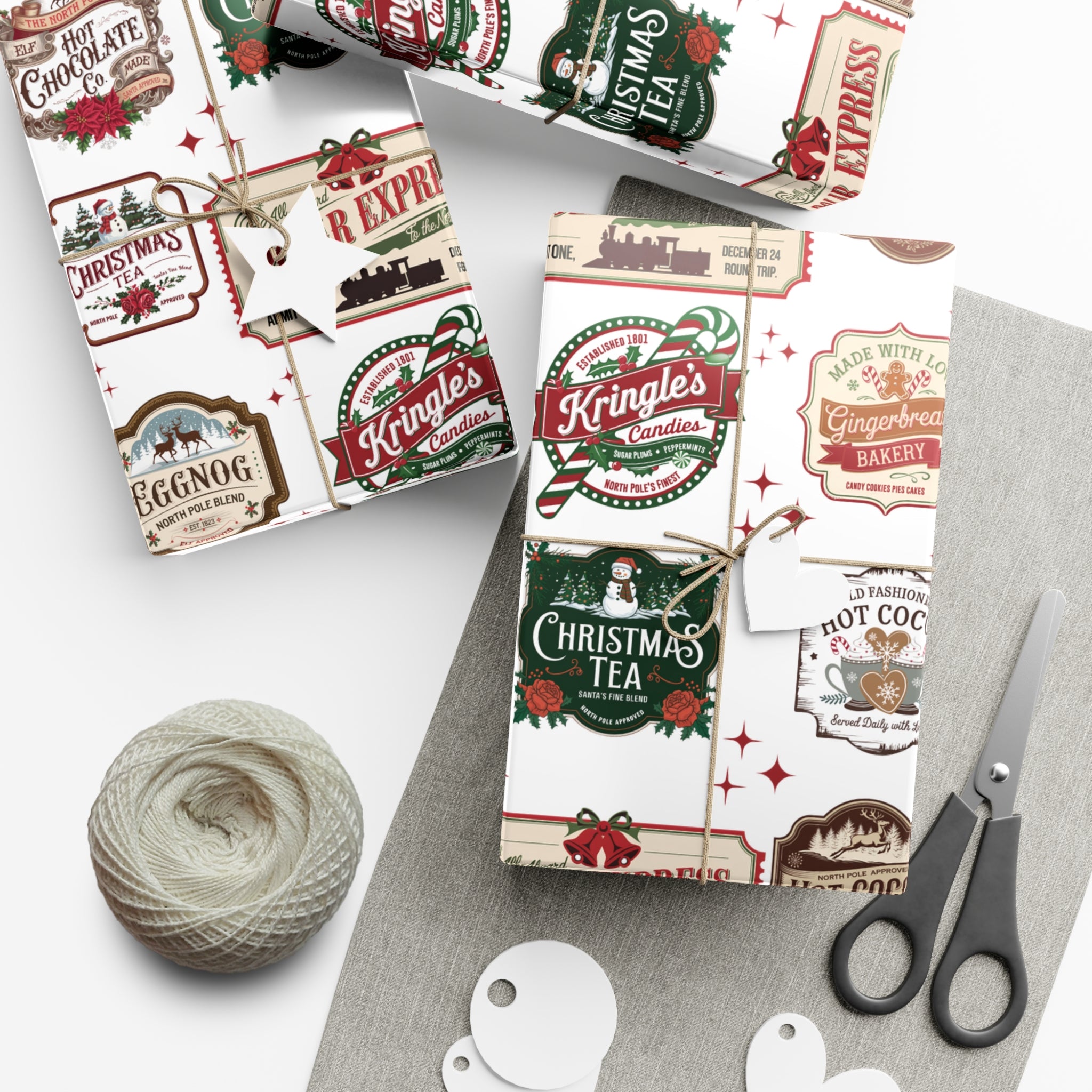 Vintage Christmas Stamps Wrapping Paper Festive Holiday Gift Wrap with Retro-Inspired Designs, Perfect for Christmas Presents, Crafting, & Holiday Decor – Premium Quality - MRSBYVALLE