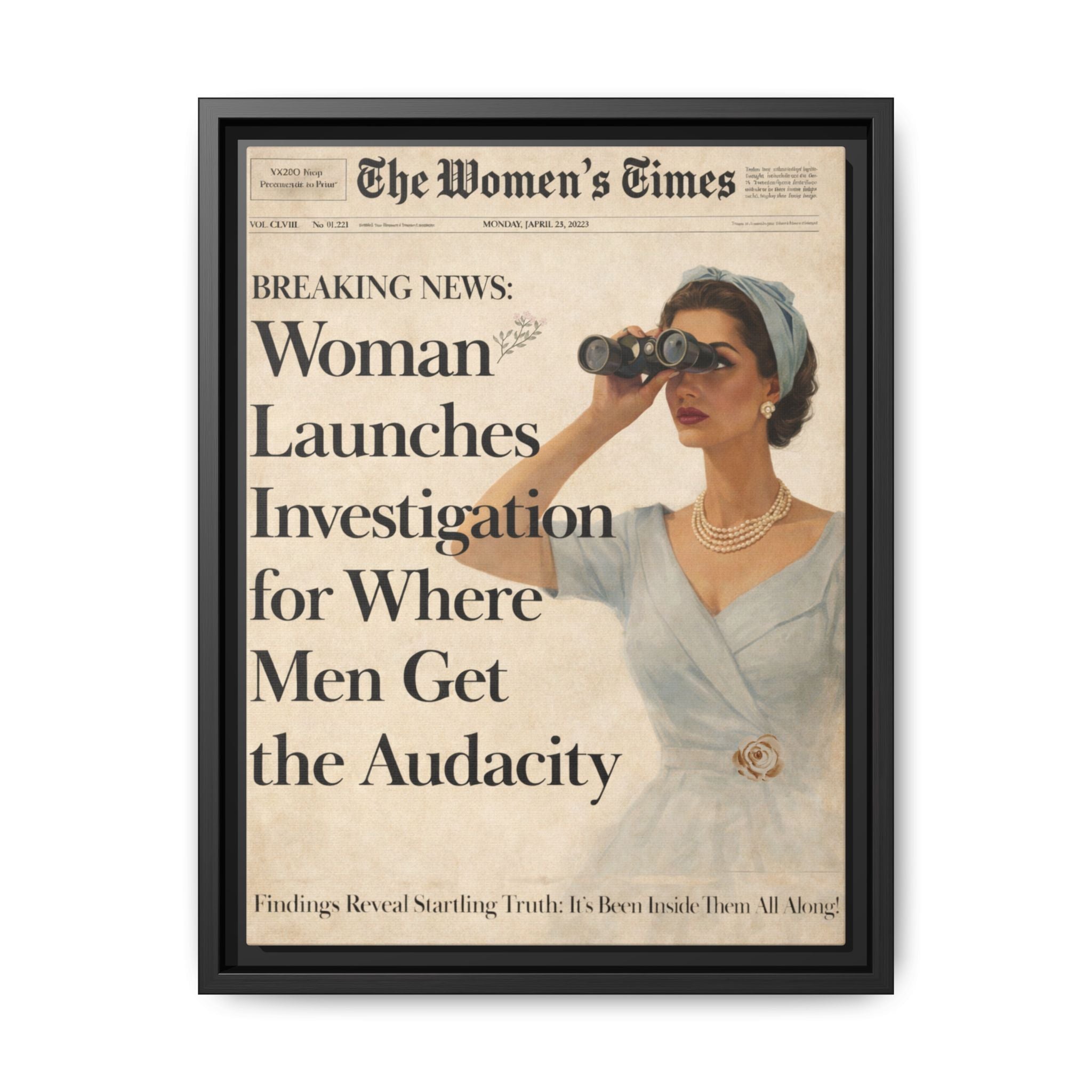 Vintage Funny Women's Retro Art Matte Canvas Framed — Retro Inspirational Wall Art