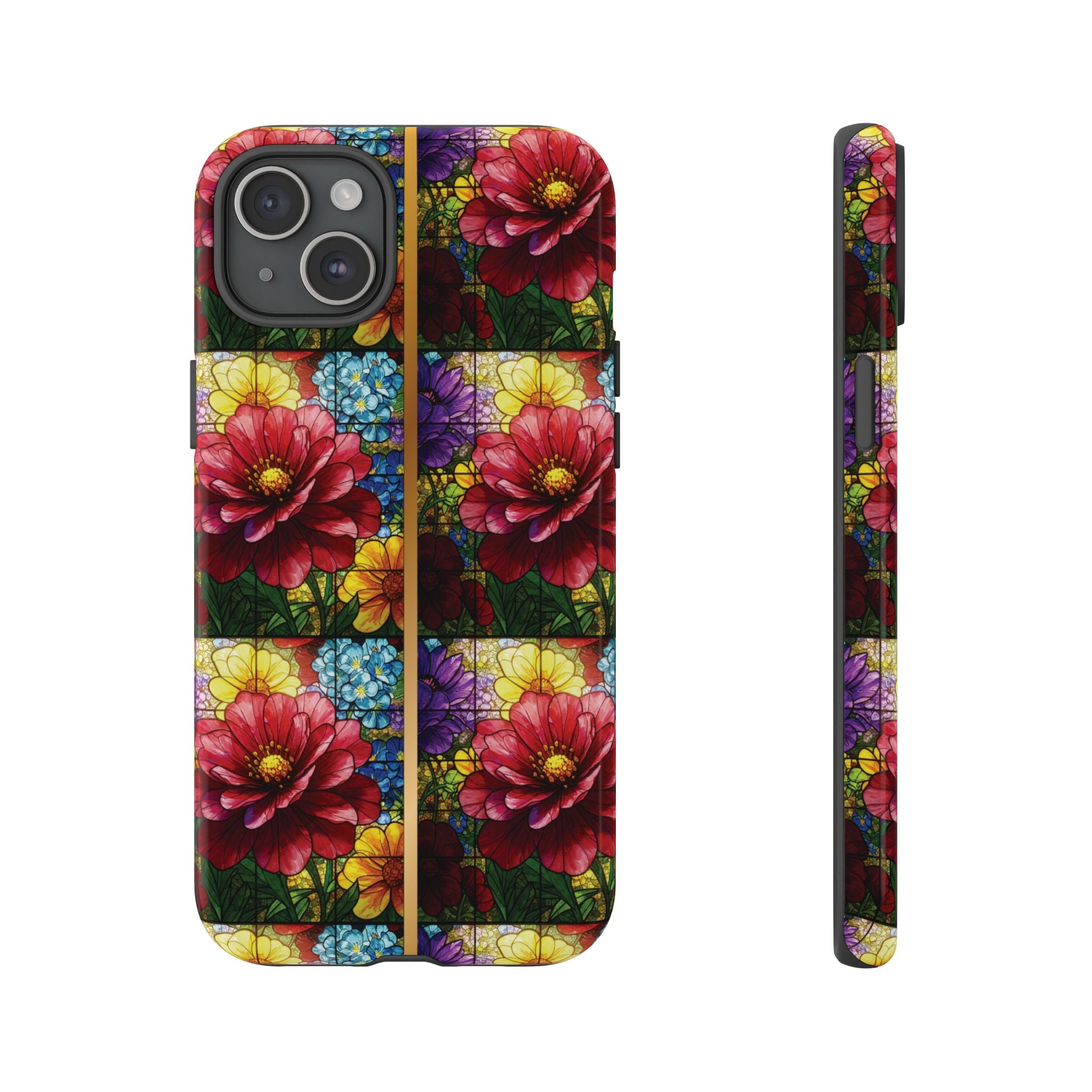 Stained Glass Illusion Floral Phone Case  3D Colorful Flower Design, Protective Christian Gift, Fits iPhone, Samsung, Google Pixel