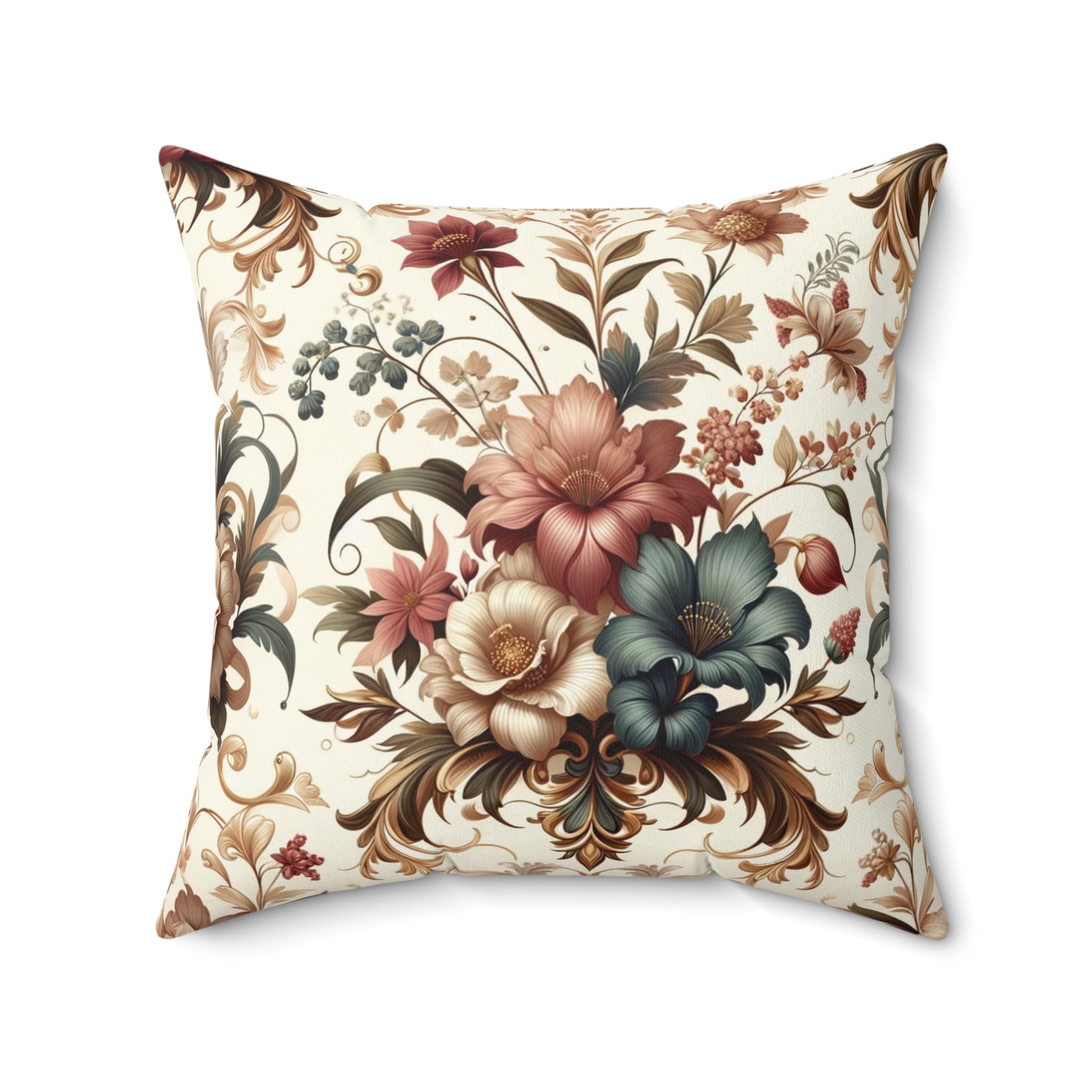 Square Pillow with pastel flowers.
