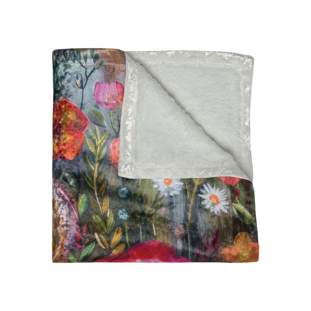 Boho Floral Luxurious Crushed Velvet Blanket 50x60 Inches | Elegant Winter Floral Design in Navy, Amethyst, White & More | Ultra-Soft, Cozy & Stylish for HomeWinter Warmth, Festive Retro-Inspired Perfect for sofas - MRSBYVALLE
