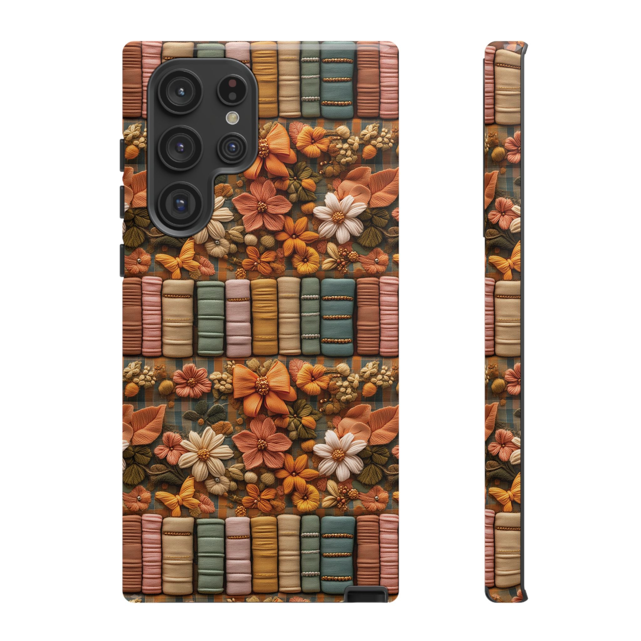 3D Illusion Boho Floral and Books Phone Case Gift for Her Phone 15, Samsung iPhone Samsung Gift for Her Case iPhone 15, Samsung iPhone Samsung Accessory Gift for Her