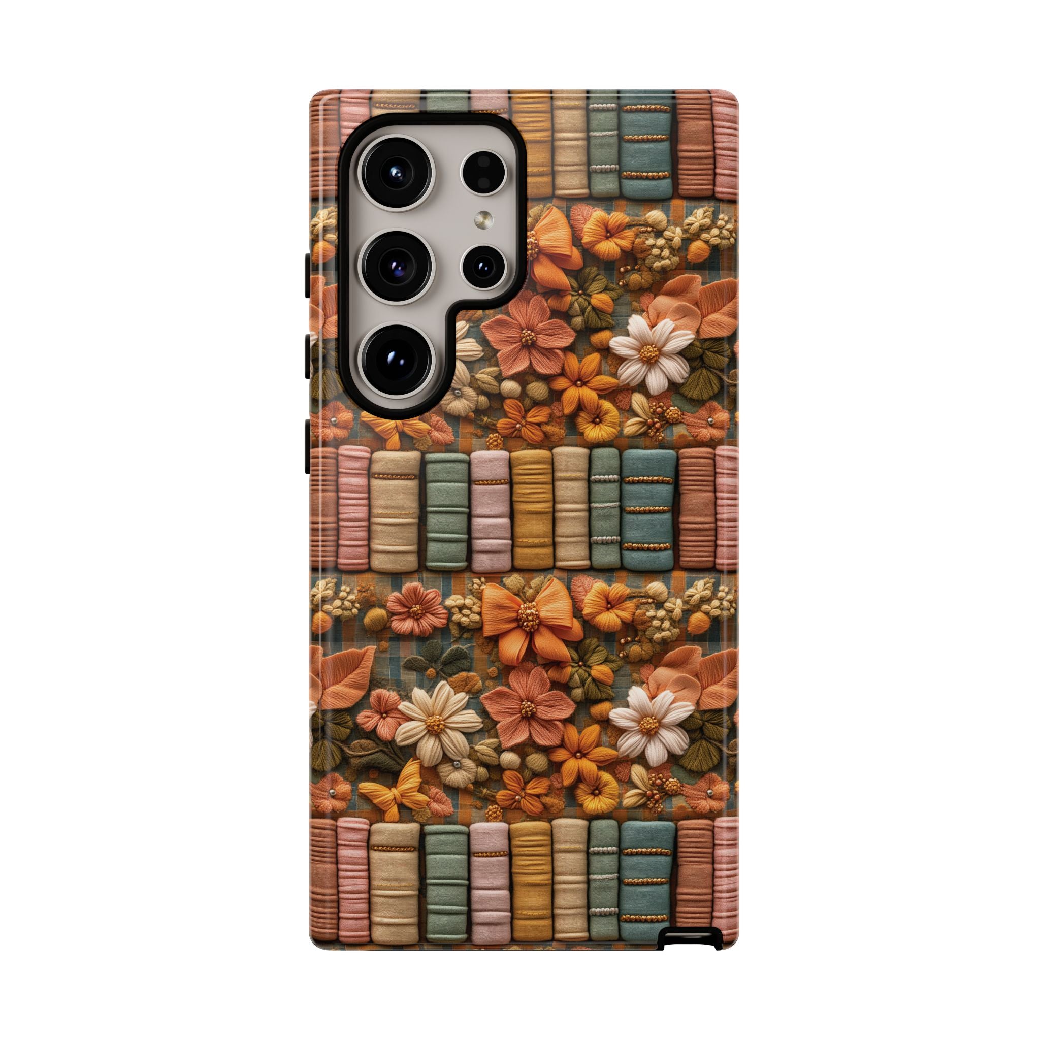 3D Illusion Boho Floral and Books Phone Case Gift for Her Phone 15, Samsung iPhone Samsung Gift for Her Case iPhone 15, Samsung iPhone Samsung Accessory Gift for Her