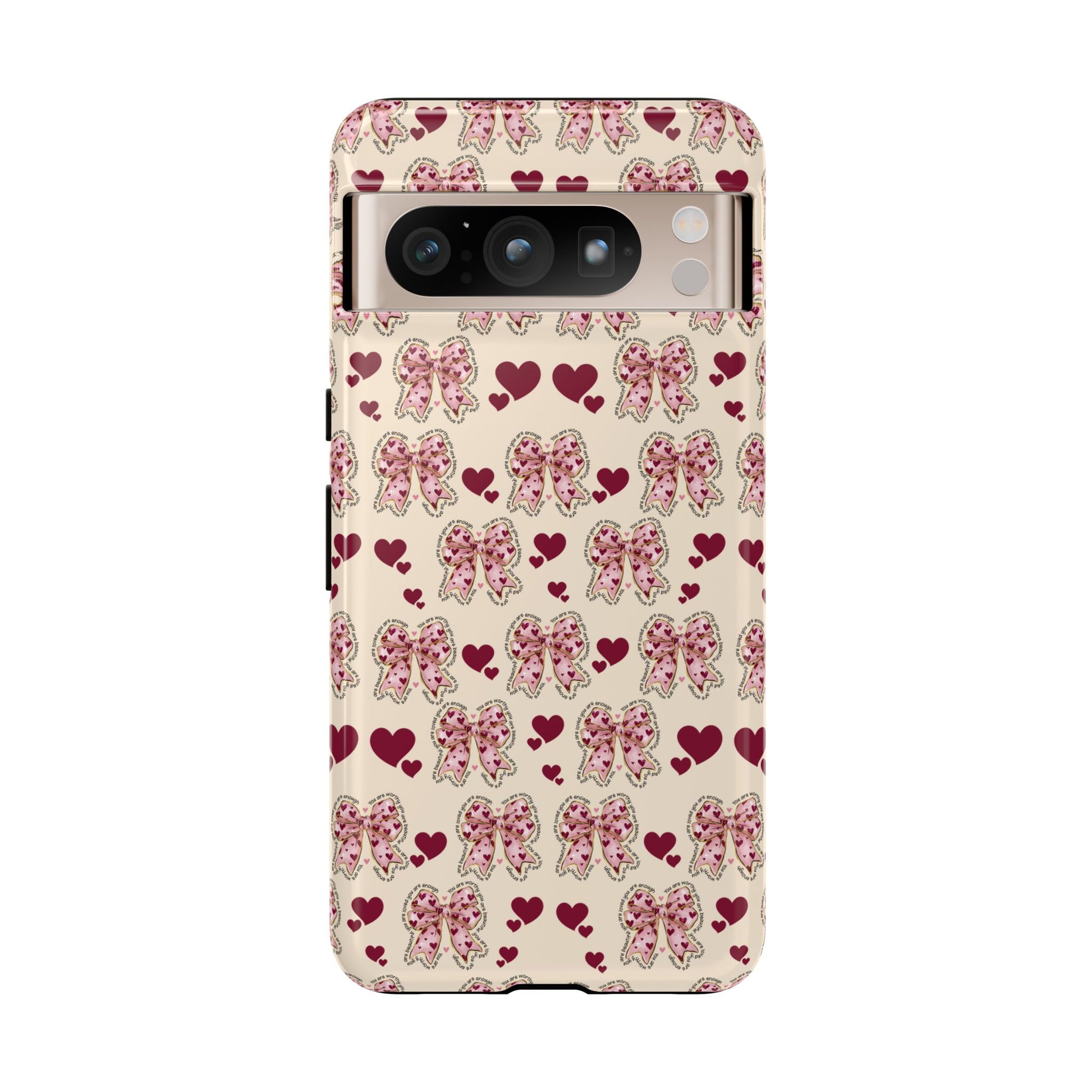 Charming Hearts & Pink Bows Phone Case Stylish & Durable Protection for Your Device | Scratch-Resistant, Slim Fit, and Lightweight Design for Everyday Use for iPhone & Android | Fresh Nature-Inspired Design!
