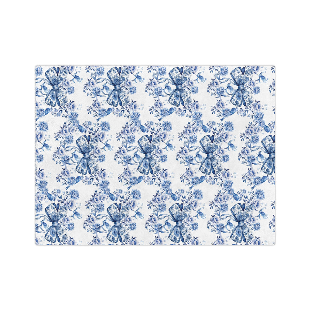 Elegant Blue Bow Chinoiserie Blanket – Soft & Cozy Throw in 60x50 & 80x60, Vintage Bird & Floral Design, Lightweight, Warm, Perfect for Home & Gift Giving Housewarming Gift Throw