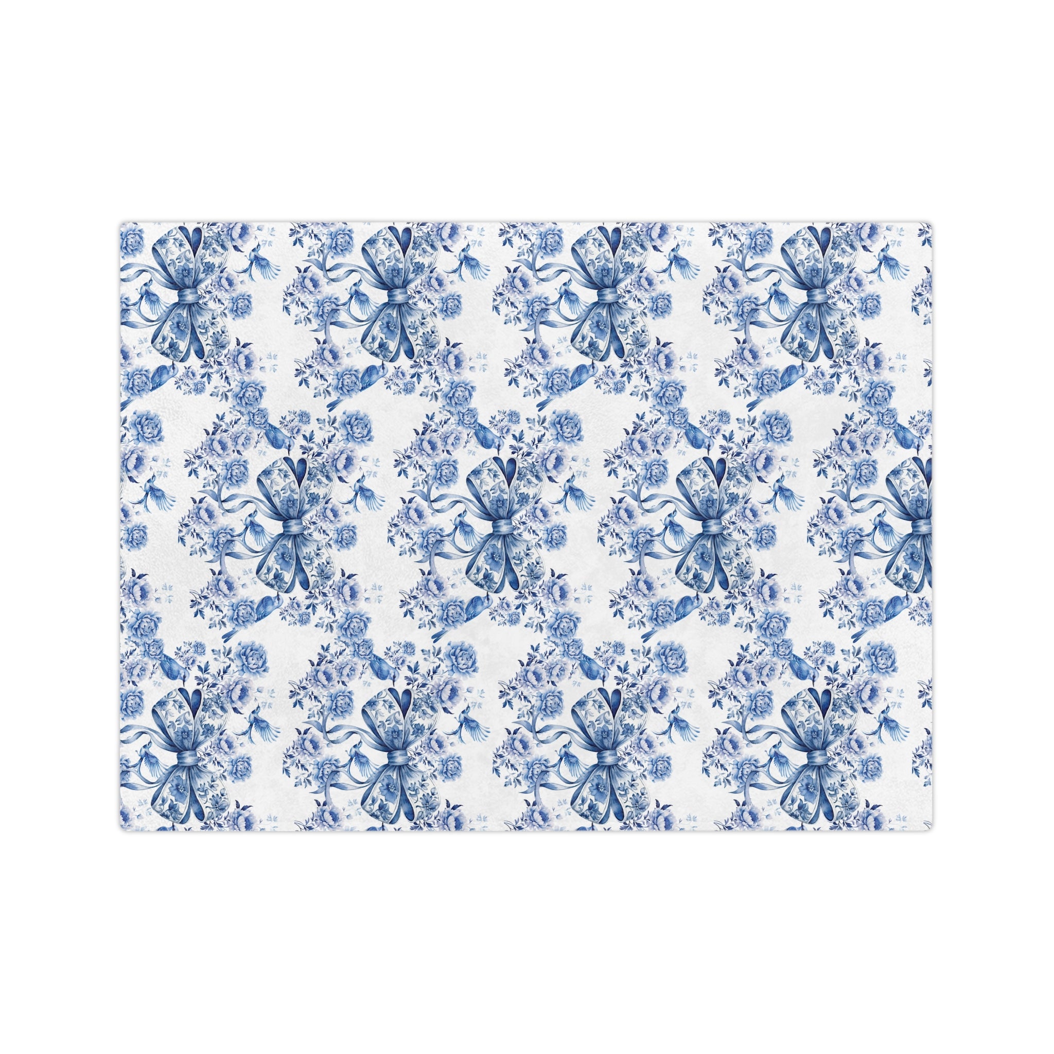 Elegant Blue Bow Chinoiserie Blanket – Soft & Cozy Throw in 60x50 & 80x60, Vintage Bird & Floral Design, Lightweight, Warm, Perfect for Home & Gift Giving Housewarming Gift Throw