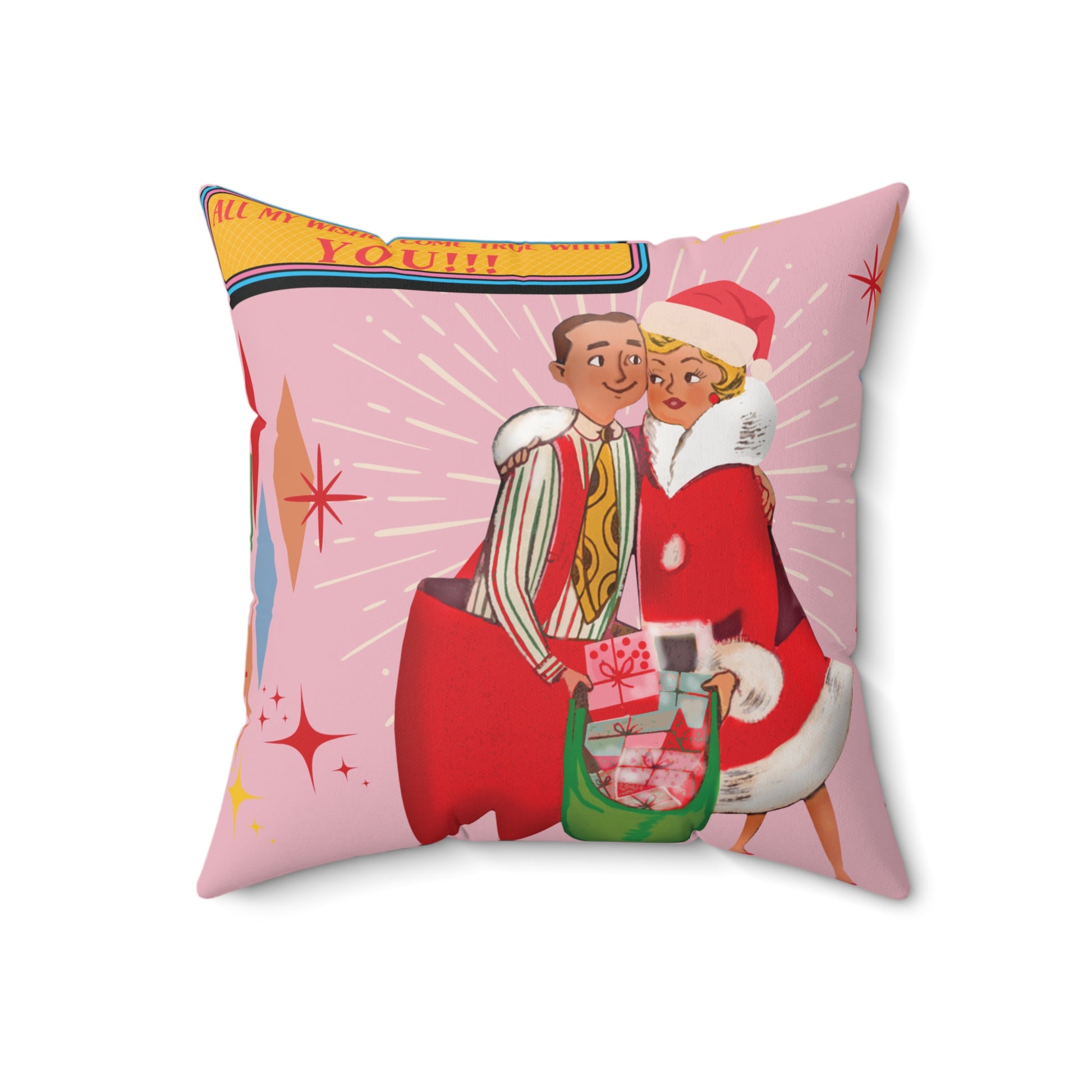 Pink Atomic Elegance Decorative Pillow 50s Starburst & Kitsch Design Decorative Pillow Touch of Beauty to Your Decor Living Room Comfort for Bedroom or Housewarming Gift New House, Bridal Shower Gift - MRSBYVALLE