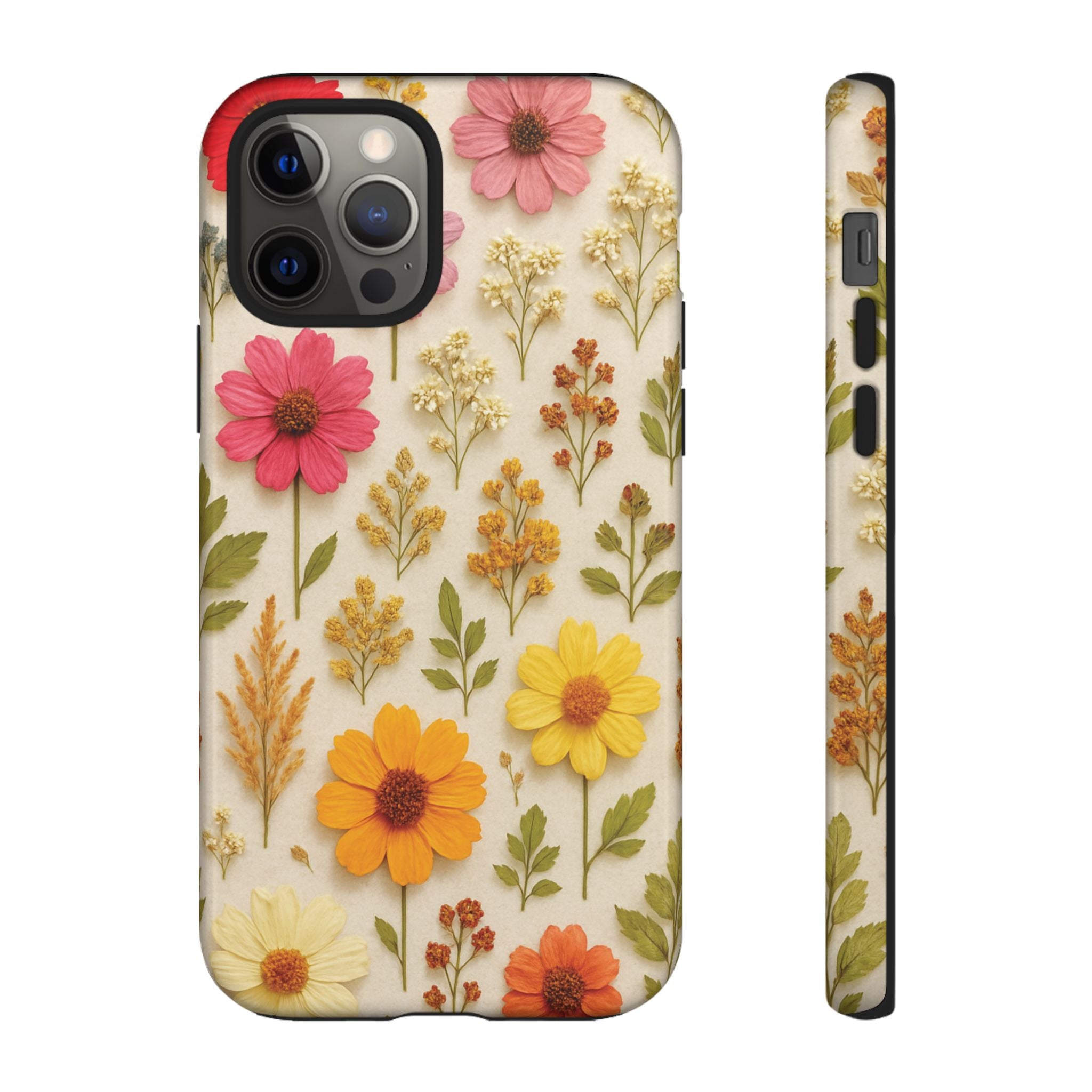 Dried Flowers Illusion Phone Case – Realistic Botanical Aesthetic, Colorful Pressed Floral Art, Trendy Nature-Inspired Protective Cover  iPhone & Samsung Models