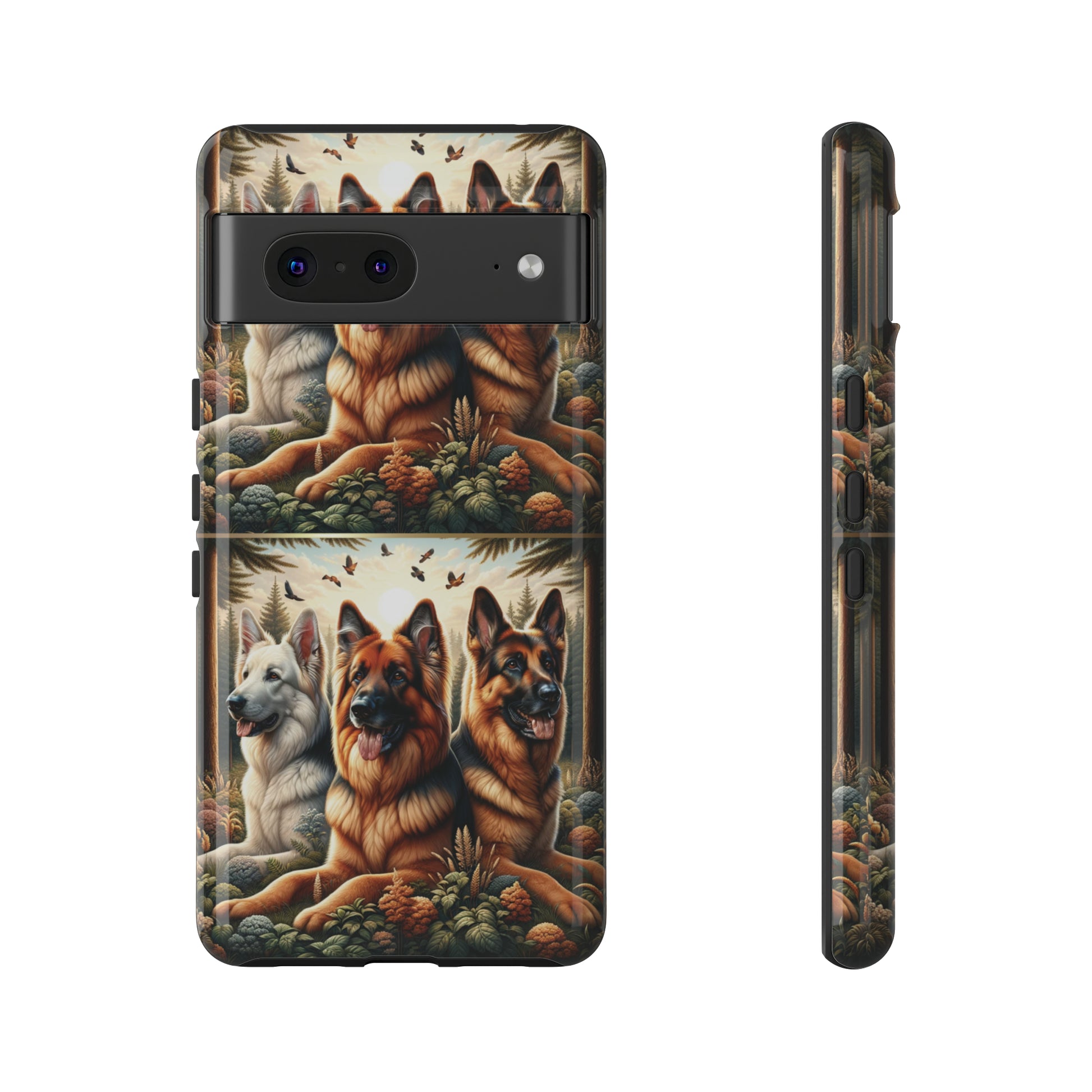 German Shepherd Phone Tough Case Floral Elegant Durable Dog Lover Devices iPhone 15, Samsung iPhone Samsung Accessory Gift for Her.