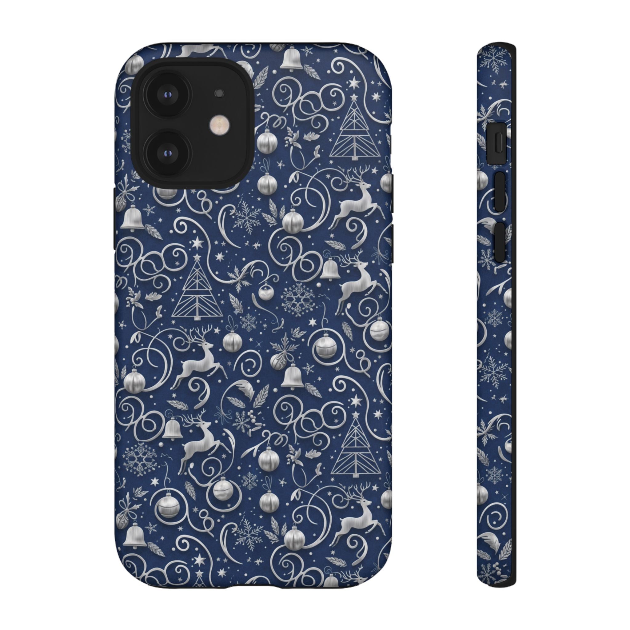 Blue & Silver Christmas Phone Case – Holiday Sparkle Design for iPhone 17, All iPhones & Galaxy | MRSBYVALLE Gift for Her