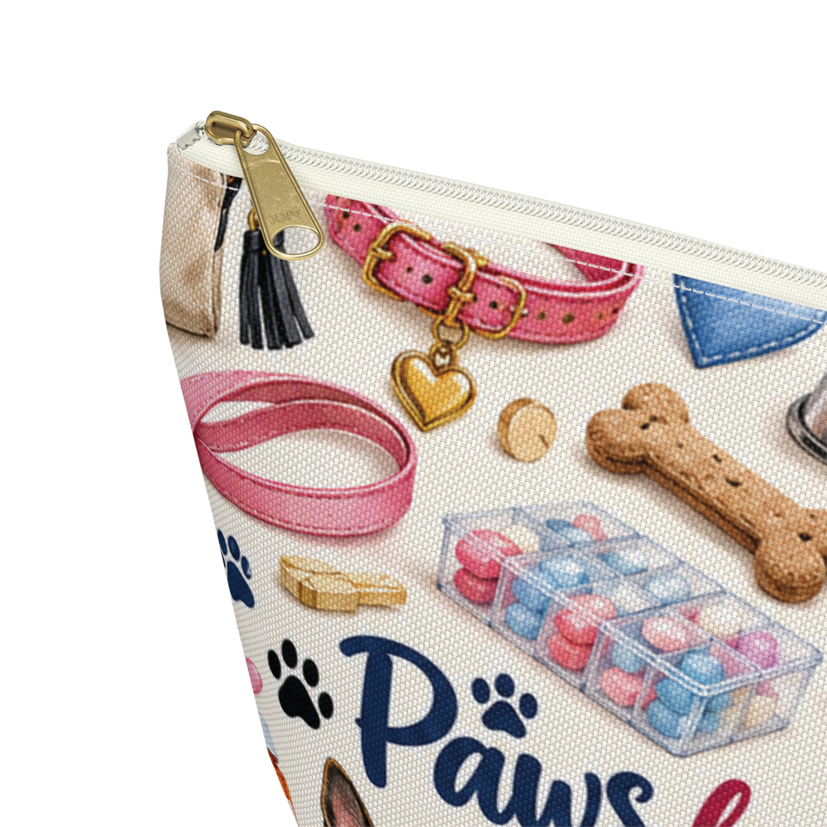 Paws for Pills Accessory Pouch — Dog Medicine & Treats T-Bottom Makeup Bag