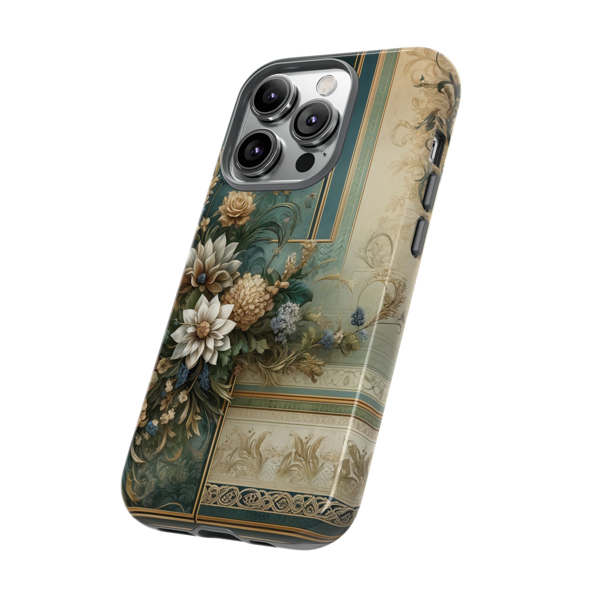 Victorian Floral Boho Luxury Phone Tough Case Floral Elegant Durable Stylish for Modern Devices iPhone 15, Samsung iPhone Samsung Accessory Gift for Her.
