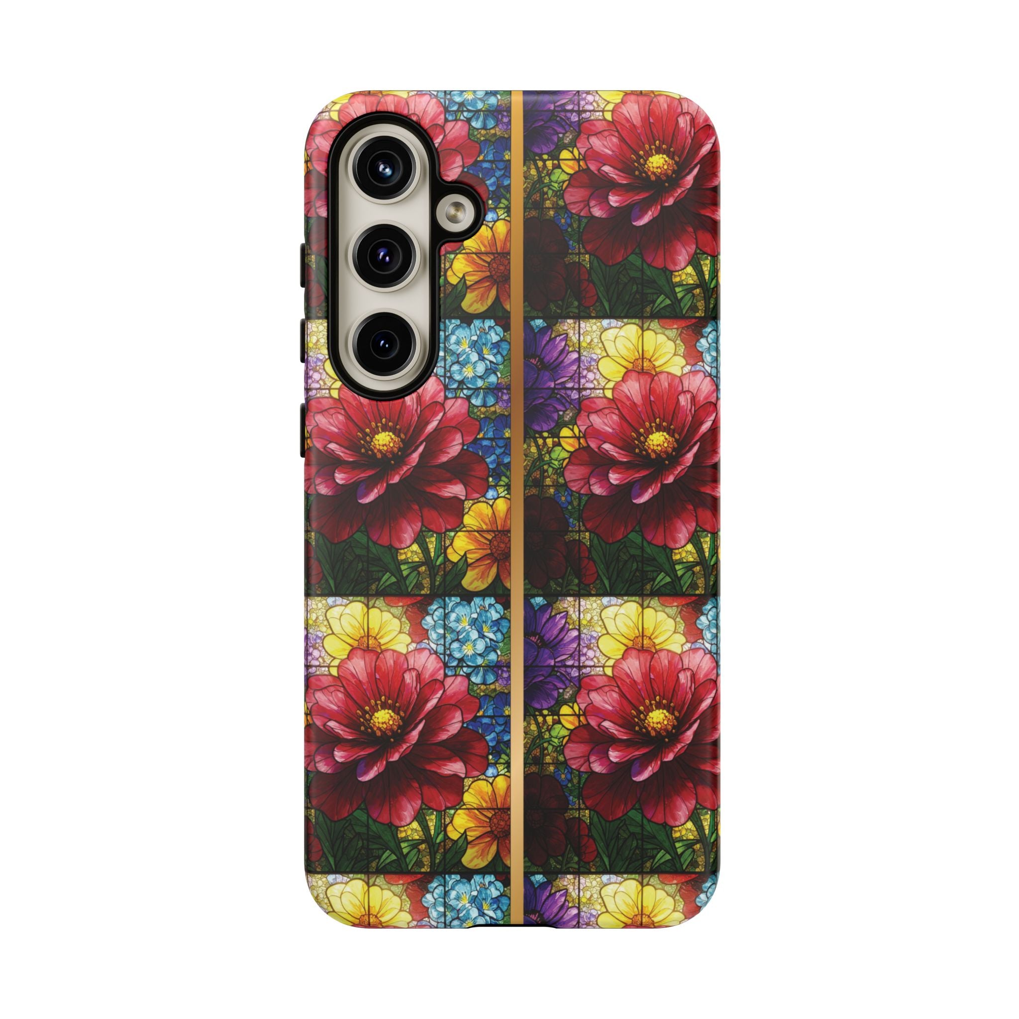 Stained Glass Illusion Floral Phone Case  3D Colorful Flower Design, Protective Christian Gift, Fits iPhone, Samsung, Google Pixel