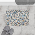 Icy Blue Floral Memory Foam Bath Mat
