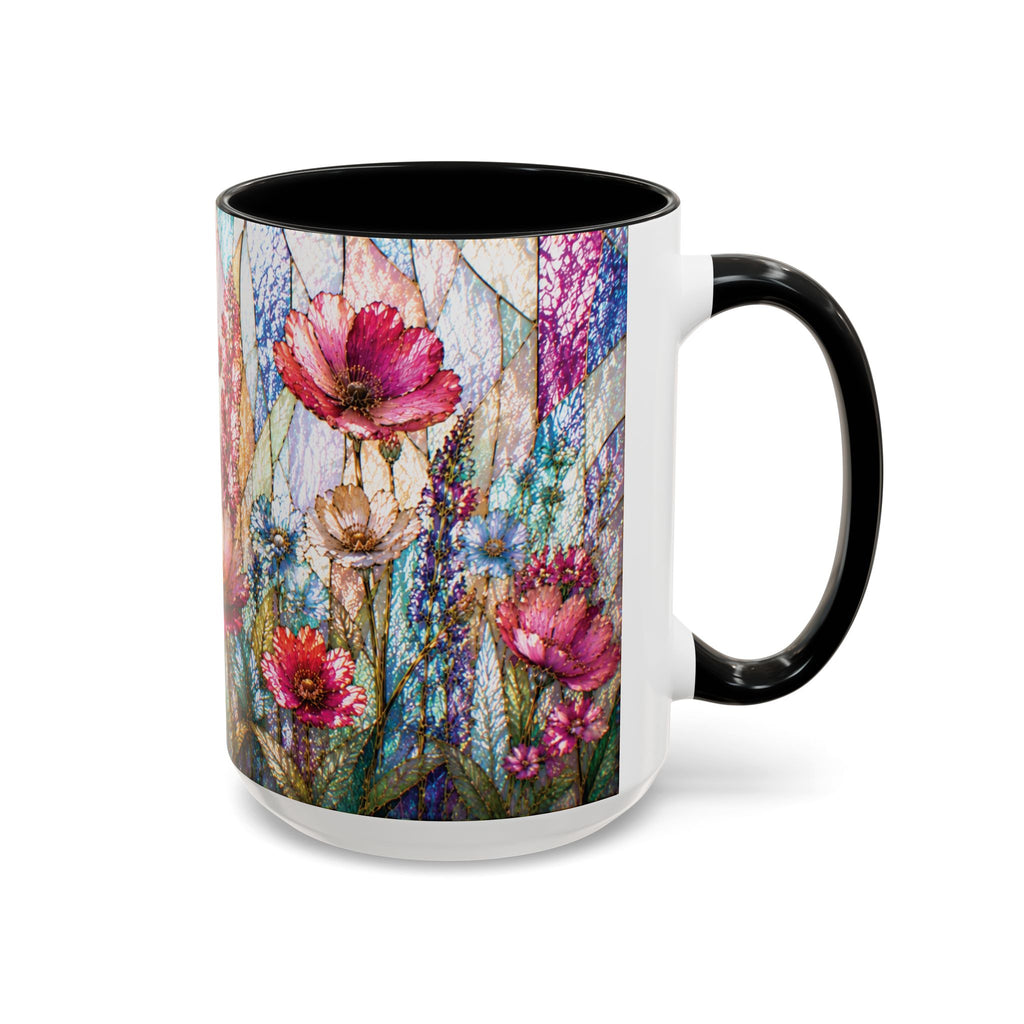 Wildflower Watercolor Coffee Mug Vibrant Wildflower Accent 11/15oz Stain Glass Illusion