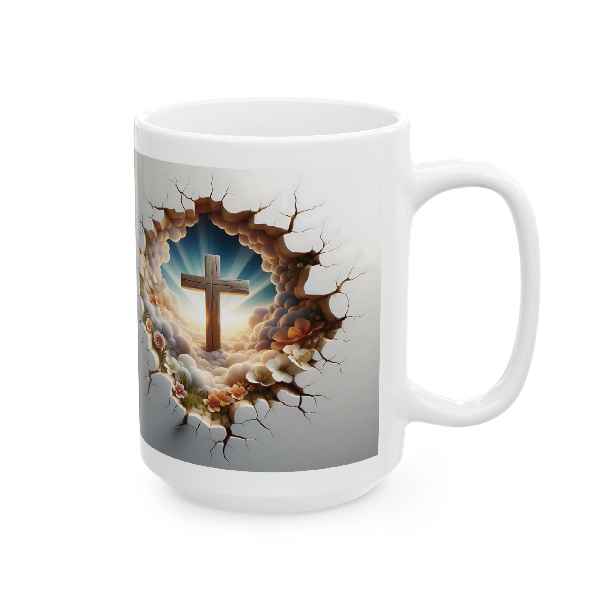 3D Cross Illusion Ceramic Mug – Elevate Your Sip with Spiritual Style, Available in 11oz & 15oz, Ideal for Coffee, Tea, or Hot Chocolate Moments That Inspire - MRSBYVALLE
