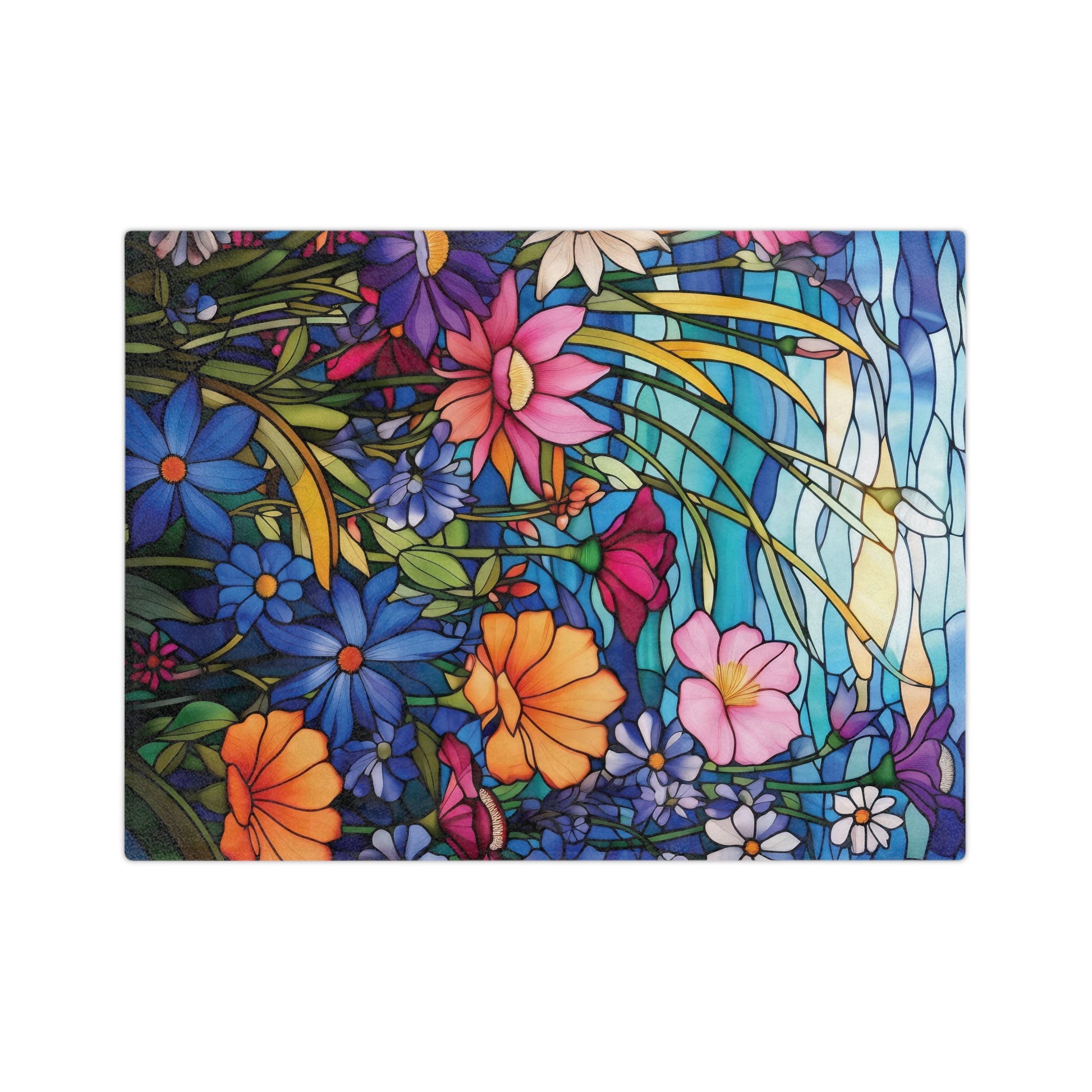 Wildflowers Stain Glass Illusion Minky Blanket Throw Ultra-Soft Minky Blanket Cozy Comfort Blanket Elegant Home Decor Plush Microfiber for Maximum Comfort Blanket, Perfect for Snuggling Decor, Cozy All-Season Warmth, Housewarming Gift Throw - MRSBYVALLE