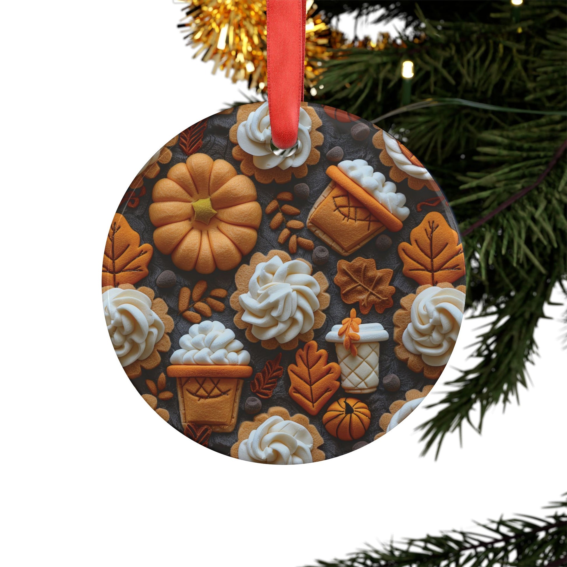 Fall Charming 3D Clay Pumpkin Spice Illusion House Ornament Festive Holiday Captivating Optical Perfect for Christmas Tree, Gift Acrylic with Ribbon Perfect Gift for Tree, Home, Holiday Keepsake Ideal for Tree Trimming - MRSBYVALLE