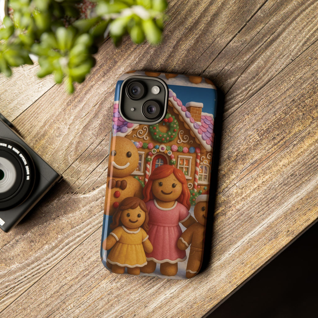 Coque de téléphone esthétique Famille en Pain d'Épices – Design d'inspiration vintage sur le thème de Noël – Étui stylé pour modèles iPhone et Samsung Galaxy