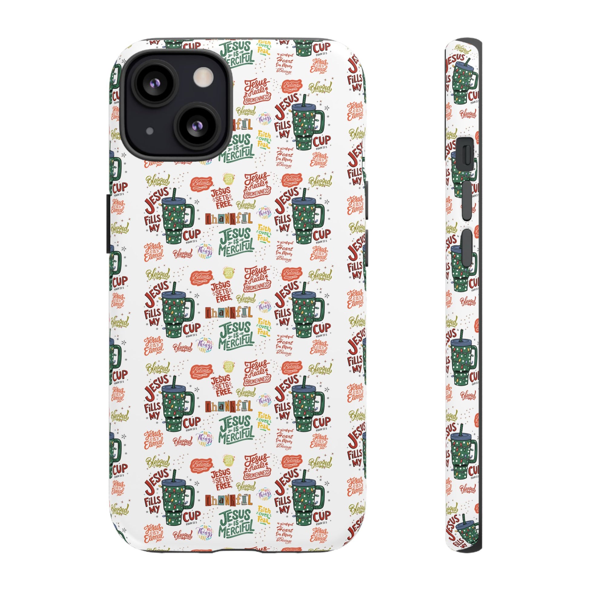 Jesus Fill My Cup Phone Case Cute Floral Design in Red, Pink, Blue – Aesthetic Protective Case for iPhone and  Android