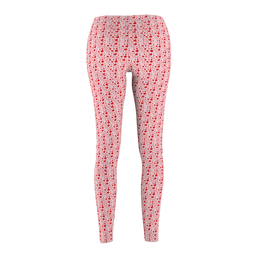 Red Hearts Women's Casual Leggings Stylish, Comfortable High-Waisted Yoga Pants for Everyday Wear, Workout, and Lounge – Perfect Gift Idea for Her – Available in Plus Sizes - MRSBYVALLE