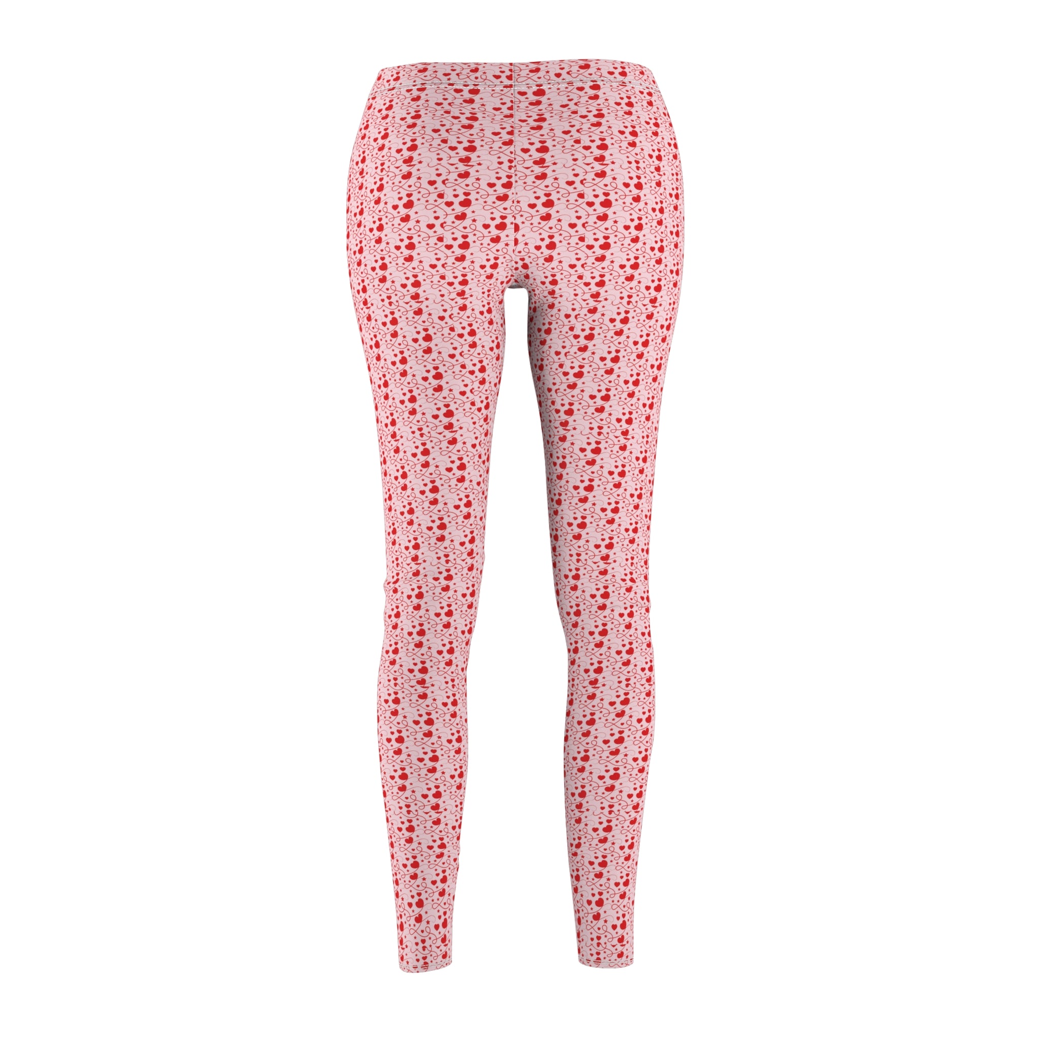 Red Hearts Women's Casual Leggings Stylish, Comfortable High-Waisted Yoga Pants for Everyday Wear, Workout, and Lounge – Perfect Gift Idea for Her – Available in Plus Sizes - MRSBYVALLE