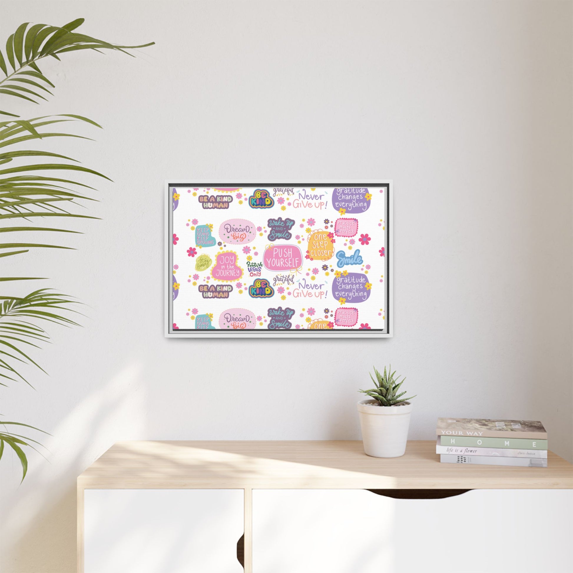 Good Vibes Only Canvas Wall Art – Ready‑to‑Hang Motivational Quote Picture, Positive Affirmation Home & Office Décor, Uplifting Gift Idea Bedroom, or Office Décor Gift for Mom