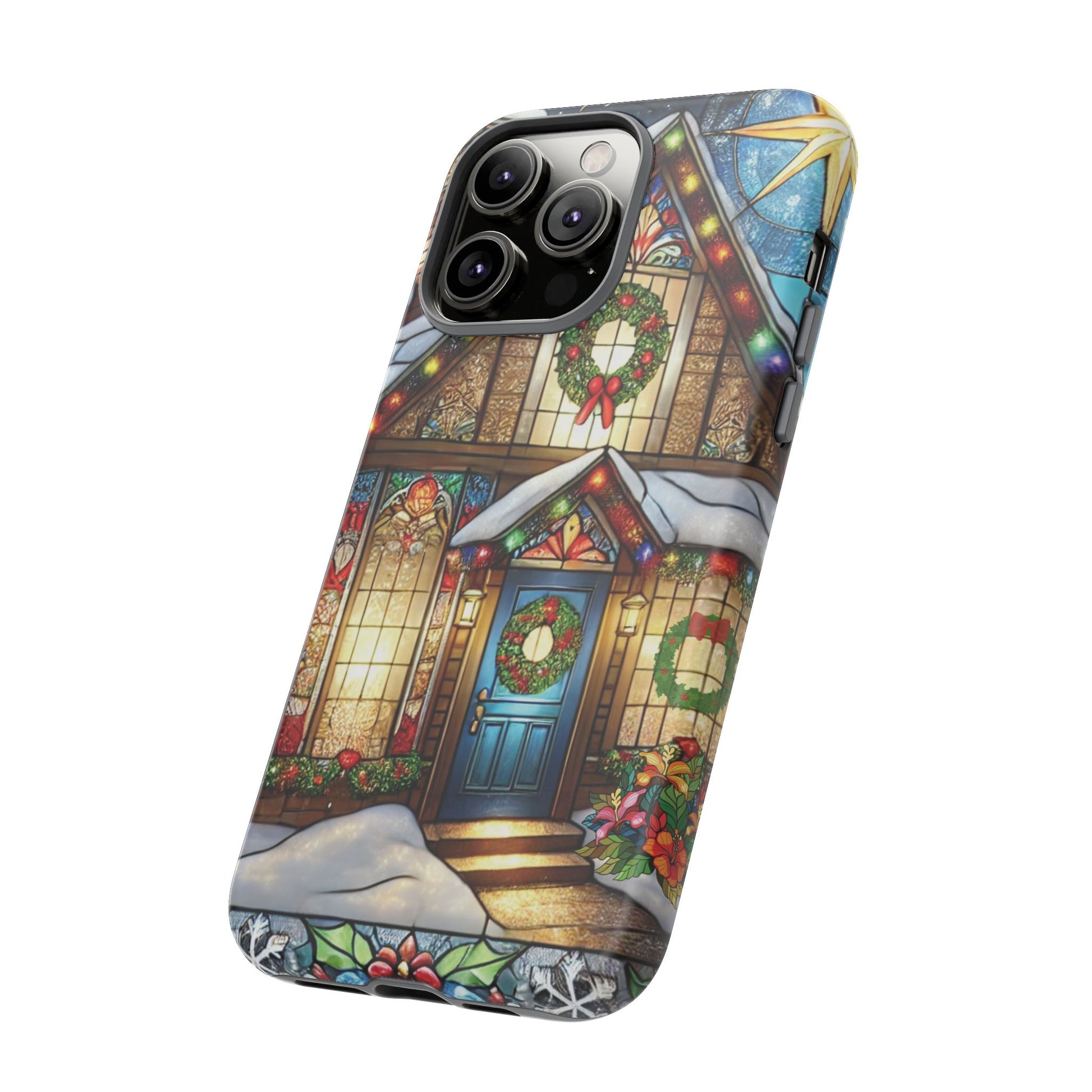 Stain Glass Christmas Phone Case Unique Holiday Protection for Your Device | Stylish & Durable Cover Gift for Her Phone 15, Samsung iPhone Samsung Accessory Gift for Her