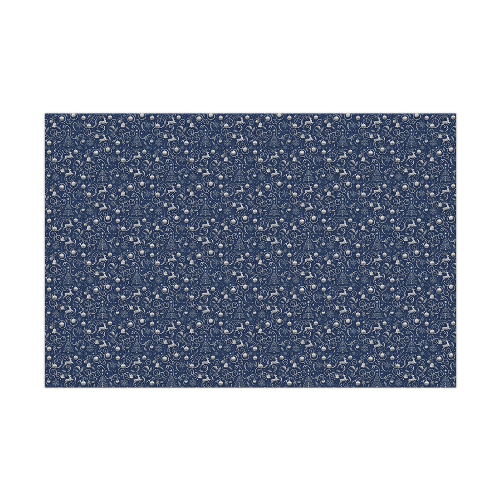 Elegant Blue & Silver Christmas Gift Wrap – Holiday Wrapping Paper Sheets & Rolls | MRSBYVALLE
