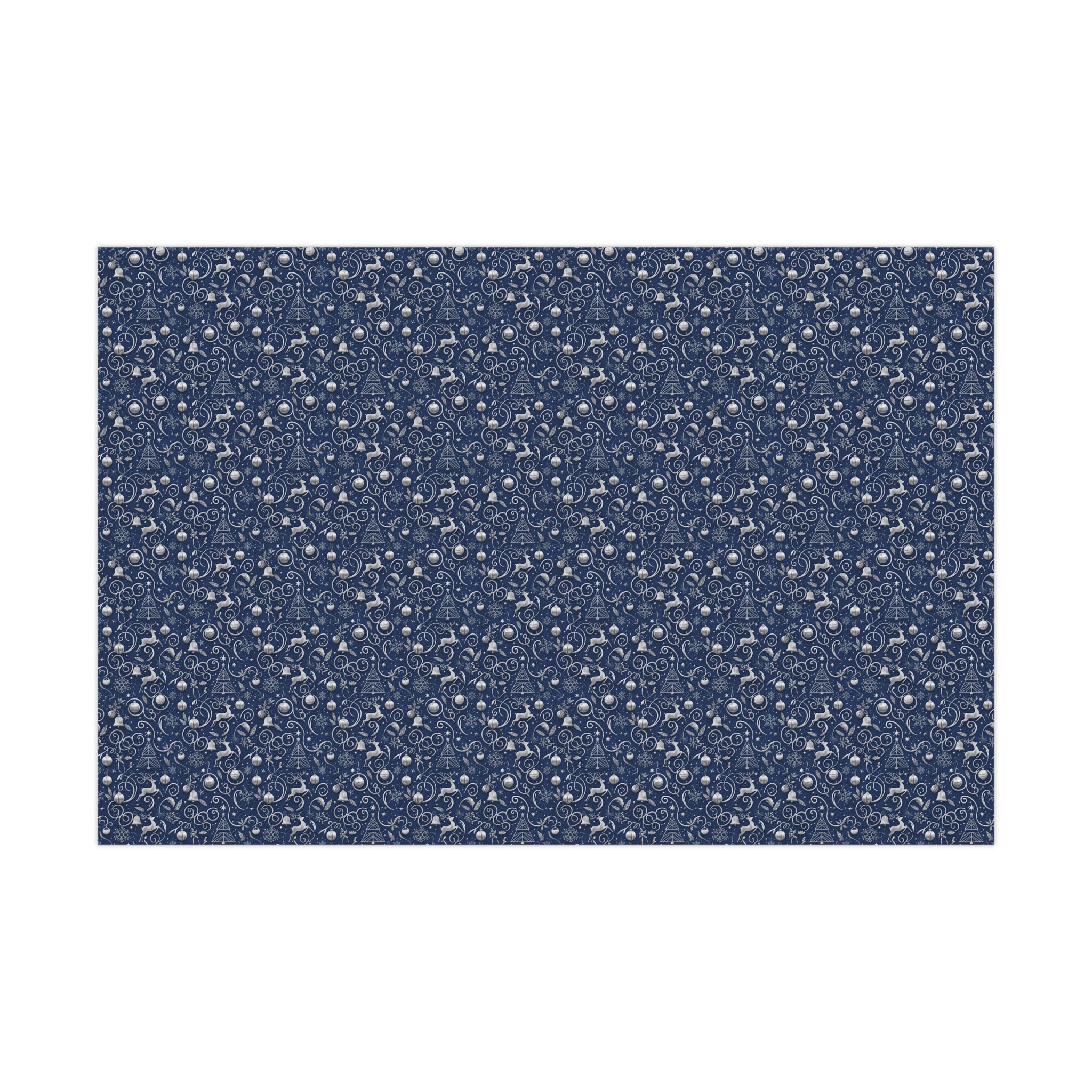Emballage Cadeau de Noël Bleu et Argent Élégant – Feuilles et Rouleaux de Papier Cadeau Festif | MRSBYVALLE