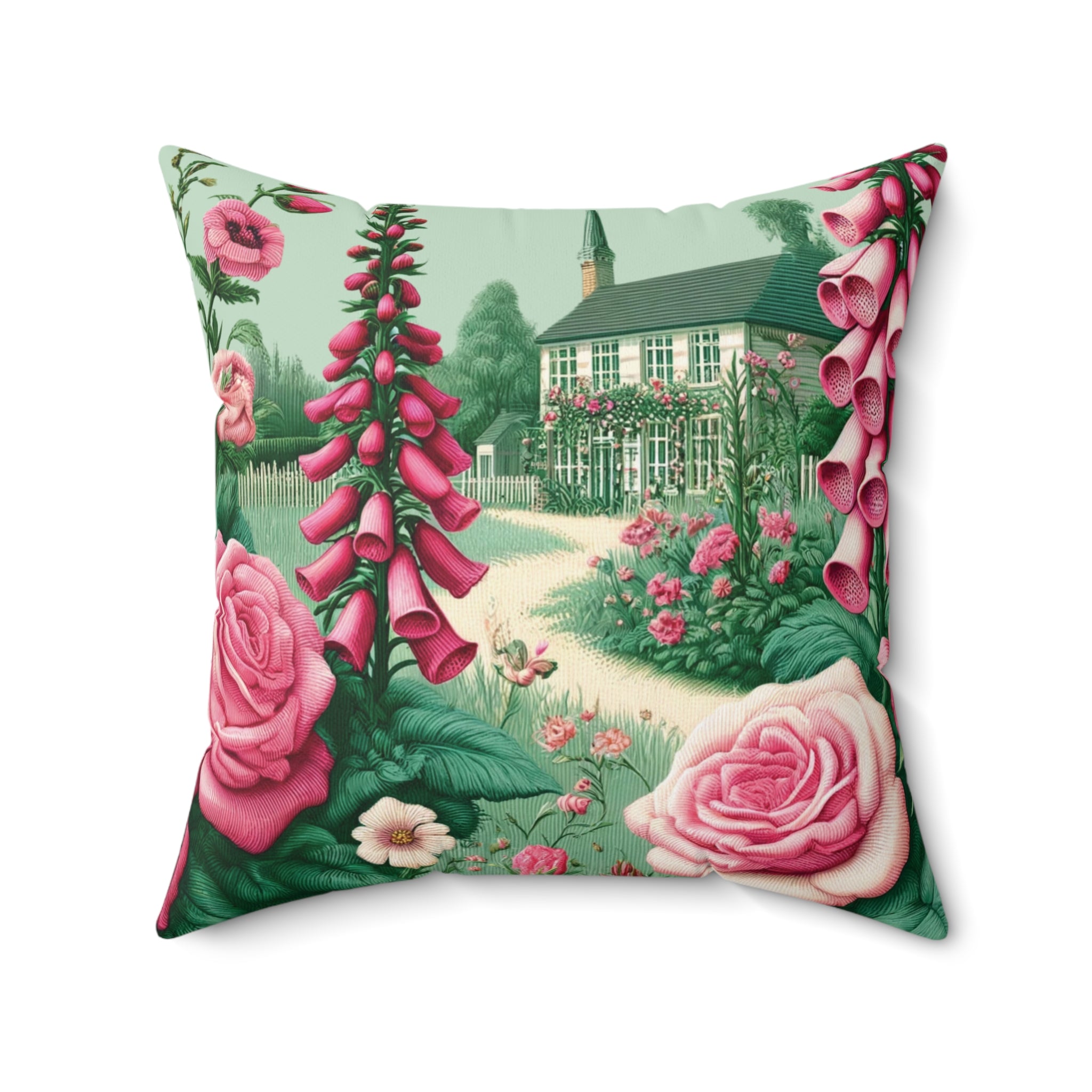 Vintage Garden Elegance: Shabby Chic Bold Pink Roses Pillow Country Cottage Garden Decor Bedroom Pillow Gift for Mom, Housewarming Gift Living Room Comfort for Bedroom or Housewarming Gift New House, Bridal Shower Gift - MRSBYVALLE