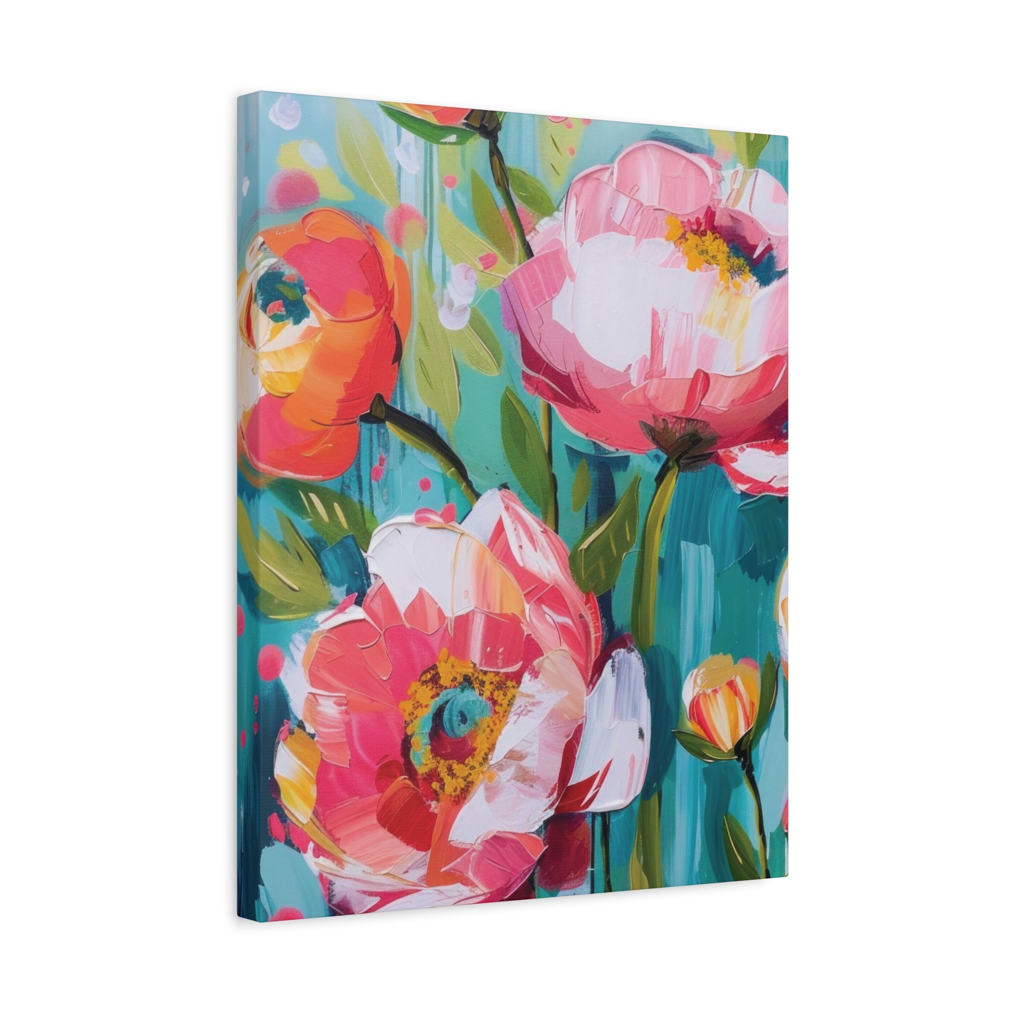 Unique Boho Floral Wall Art Matte Canvas Stretched, Vibrant Botanical Design, Perfect for Living Room, Bedroom, or Office Decor, Adds a Stylish Touch to Any Space - MRSBYVALLE