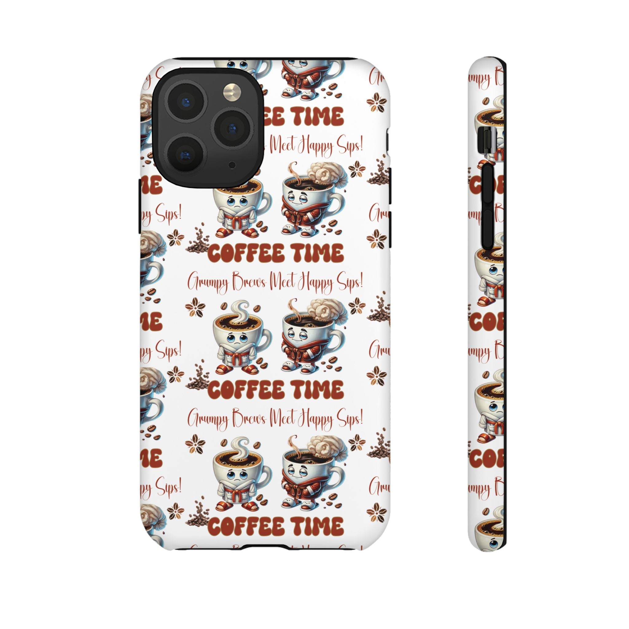 Grumpy Brews Meet Happy Sips Phone Case Compatible with iPhone, Samsung & Pixel | Fun, Durable Protection for Coffee Lovers | Unique Design, Shockproof & Scratch-Resistant Perfect for Coffee Lover - MRSBYVALLE