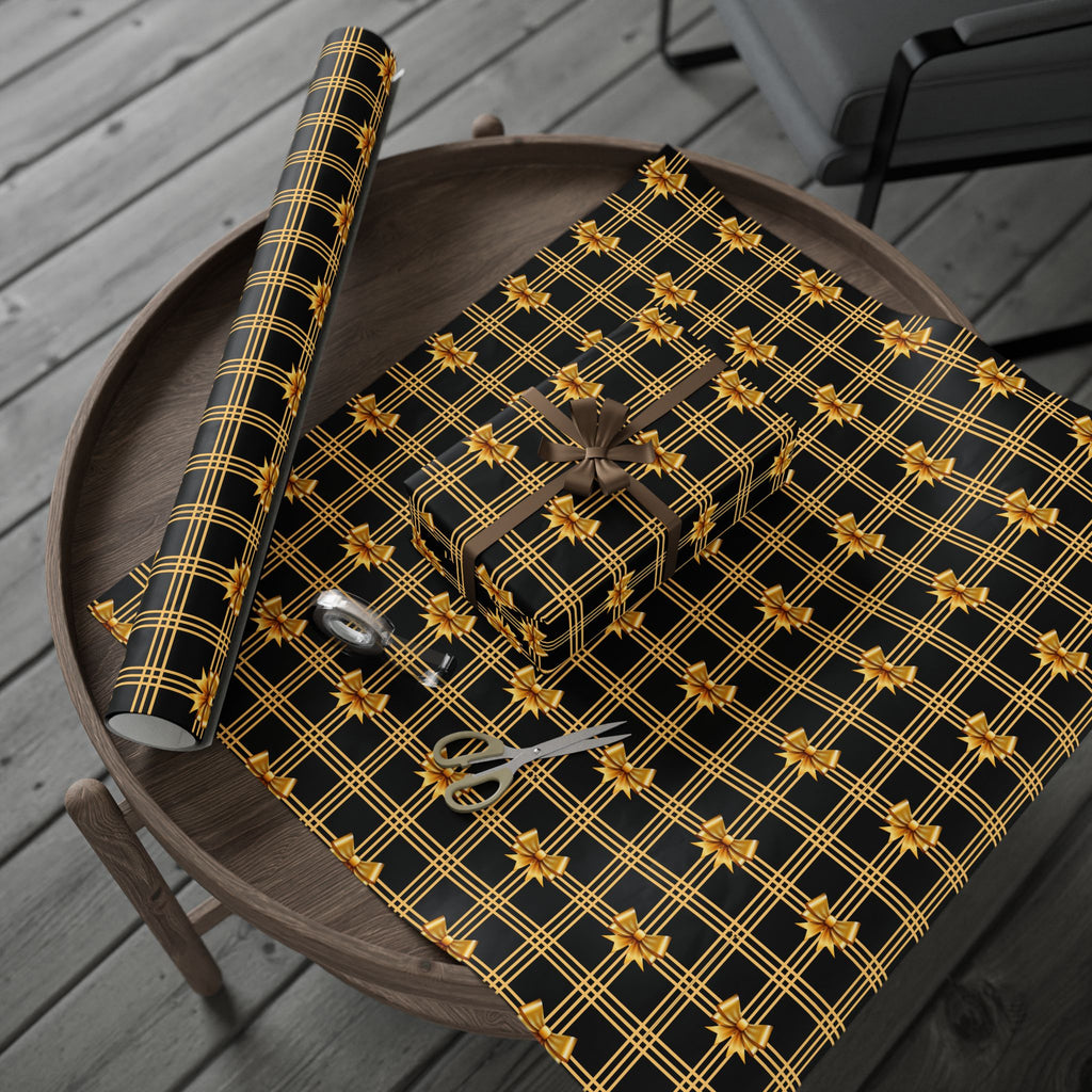 Black and Gold Bows Wrapping Paper Luxury Lover's Wrapping Paper Collection Festive Perfect for Wedding Holiday Decor – Premium Quality