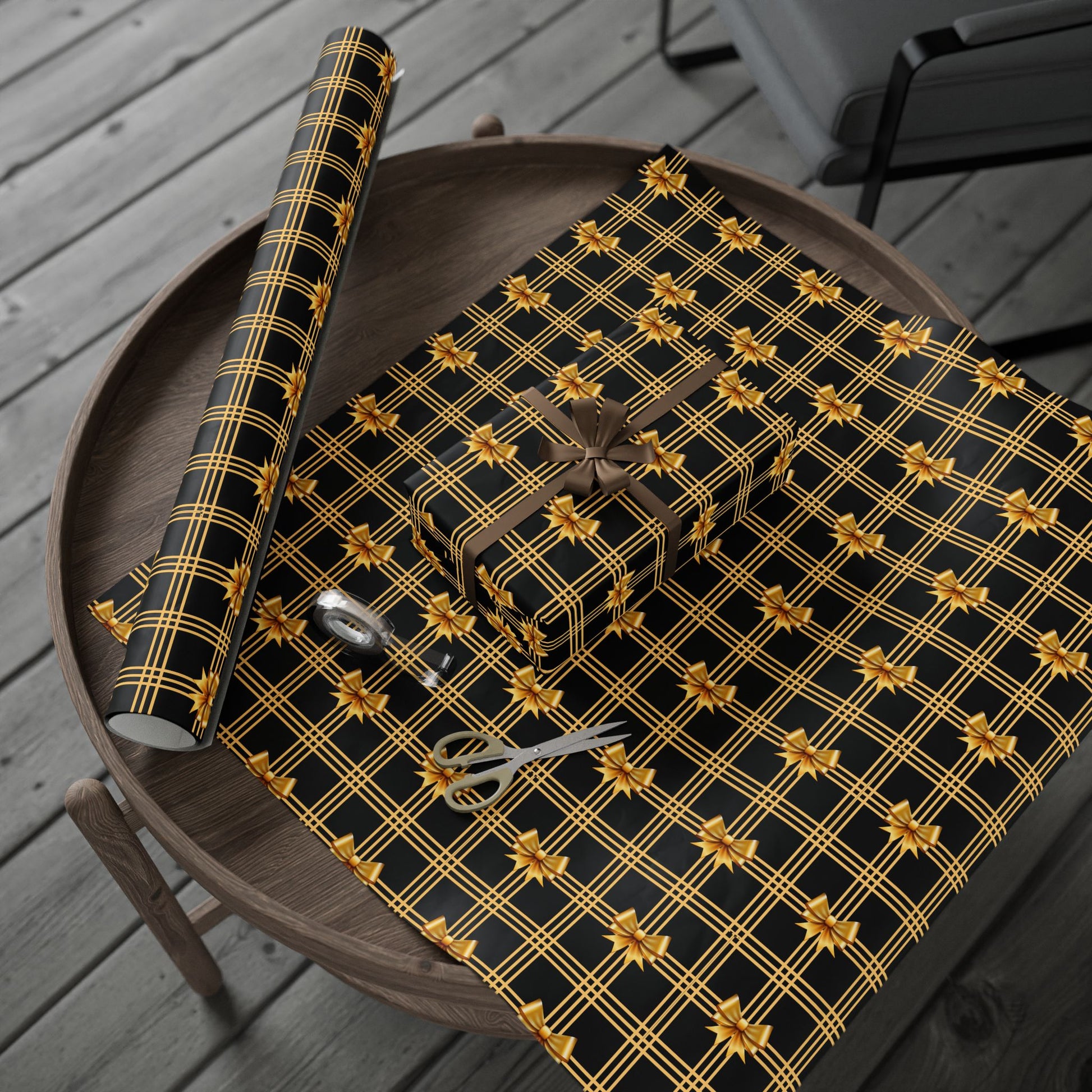 Black and Gold Bows Wrapping Paper Luxury Lover's Wrapping Paper Collection Festive Perfect for Wedding Holiday Decor – Premium Quality