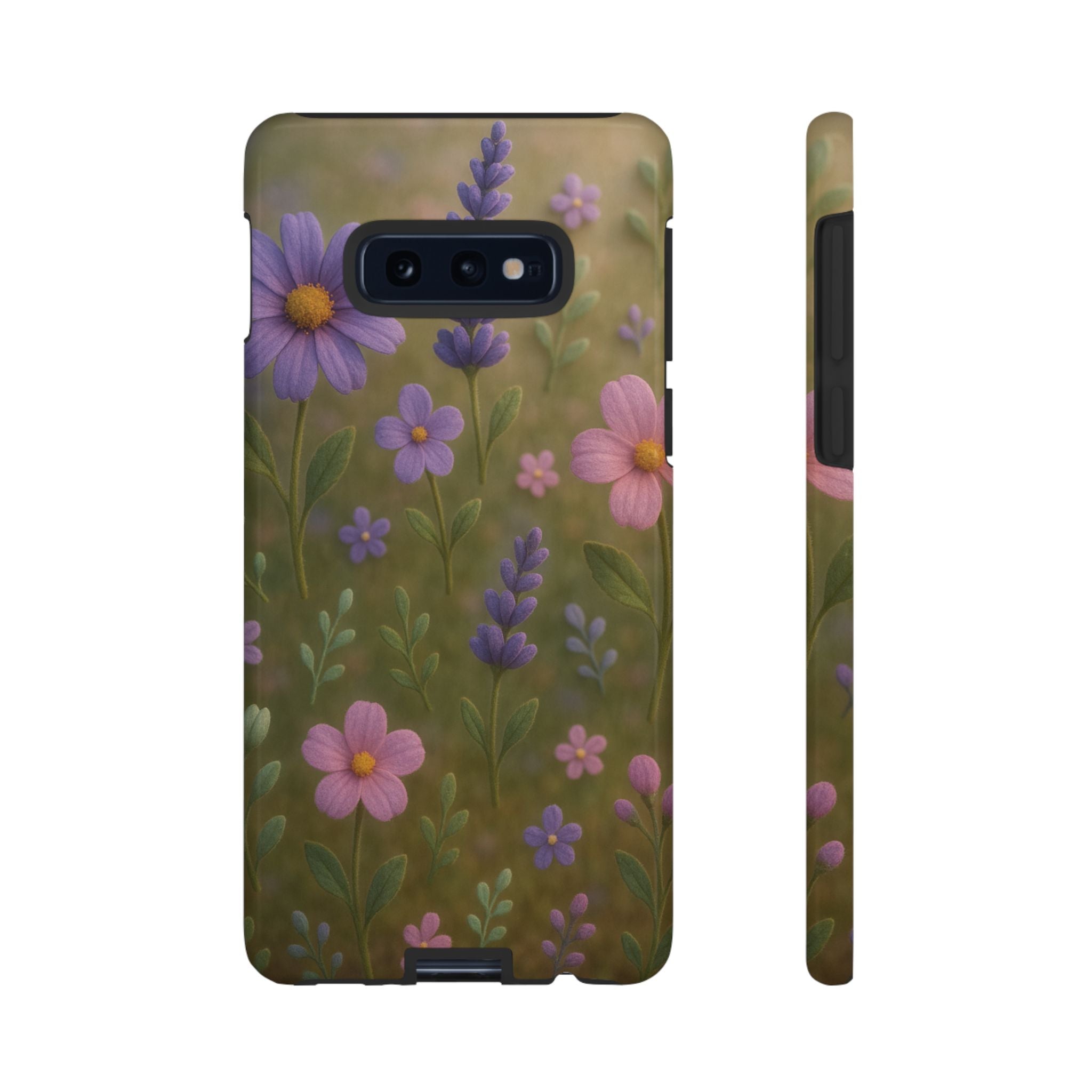 Pastel Flowers 3D Illusion Wildflower Phone Case Cute Pastel Floral Design in Lavender, Pink, Mint Green Aesthetic Protective Case for iPhone and  Android