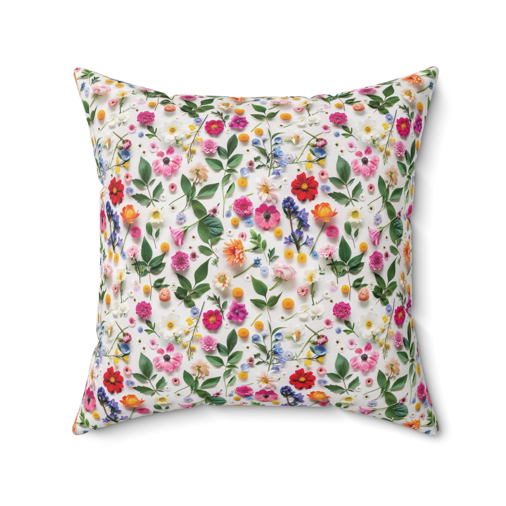 Modern Wildflowers Decorative Pillow - Available in 16x16, 18x18, 20x20 - Vibrant Accent for Living Room, Bedroom, or Sofa Decor 100% Polyester with Double-Sided Print