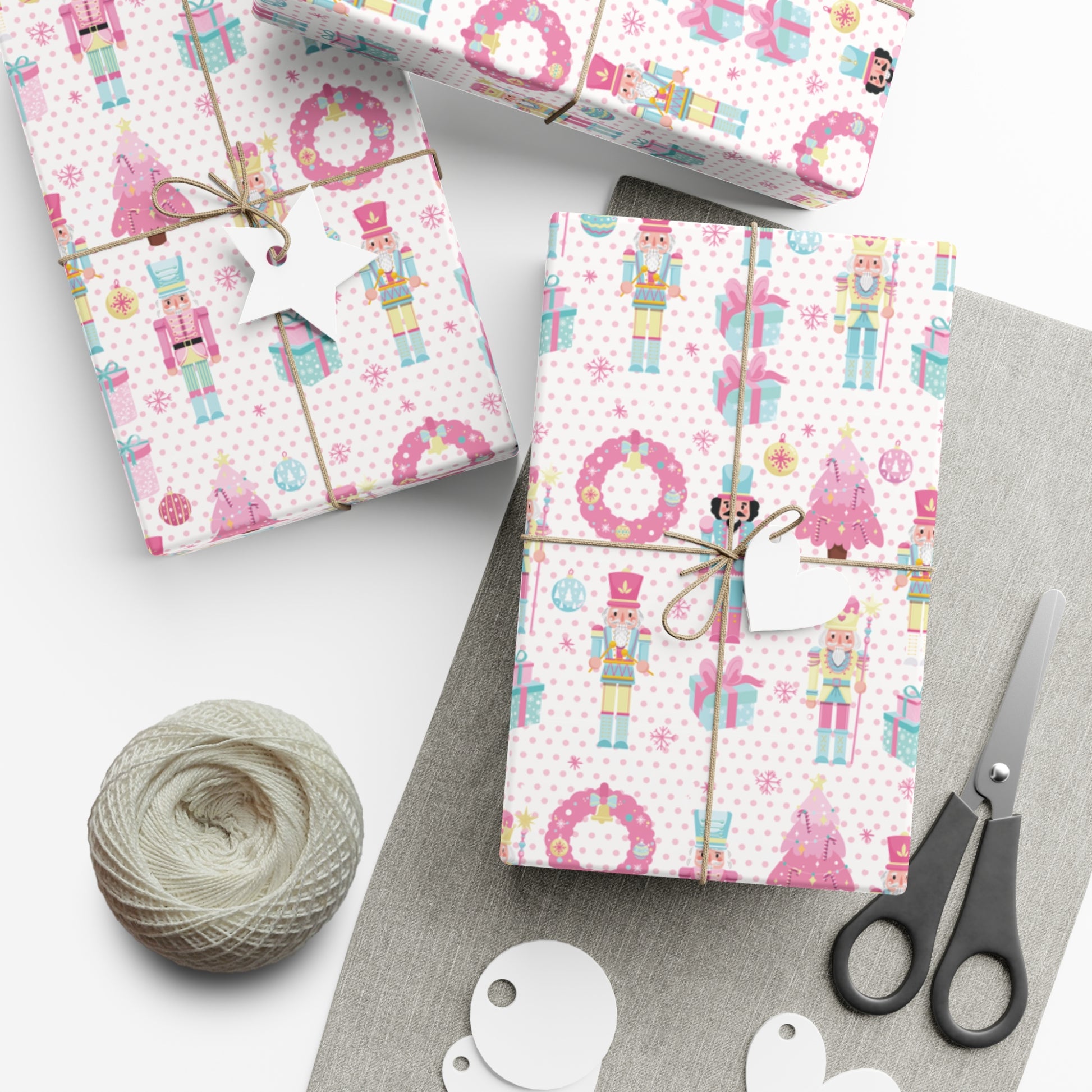 Pink Christmas Nutcrackers Wrapping Paper | Vibrant Seasonal Blooms | Perfect for Thanksgiving, Birthdays, Special Occasions | Premium Quality Gifts Moms - MRSBYVALLE