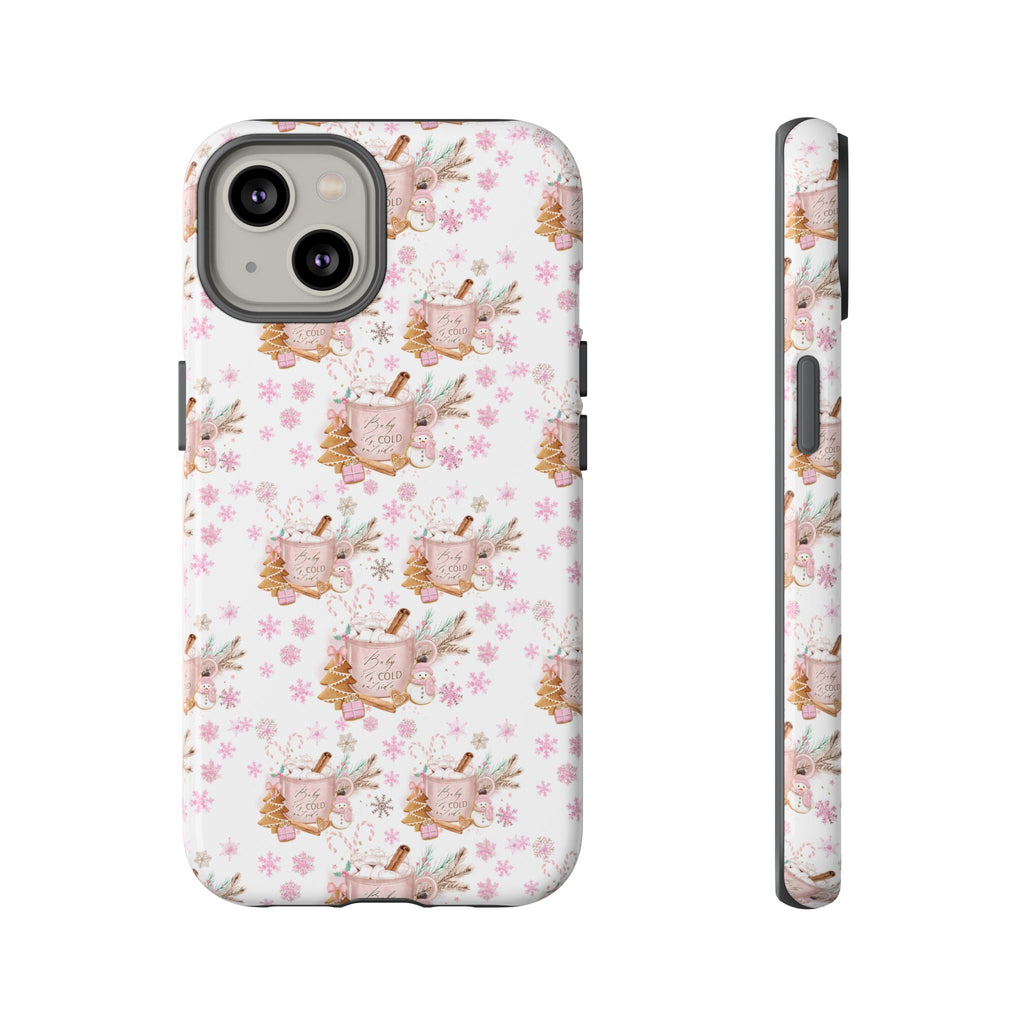Baby it's Cold Outside Pink and White Phone Case Unique Holiday Protection for Your Device | Stylish & Durable Cover Gift for Her Phone 15, Samsung iPhone Samsung Accessory Gift for Her