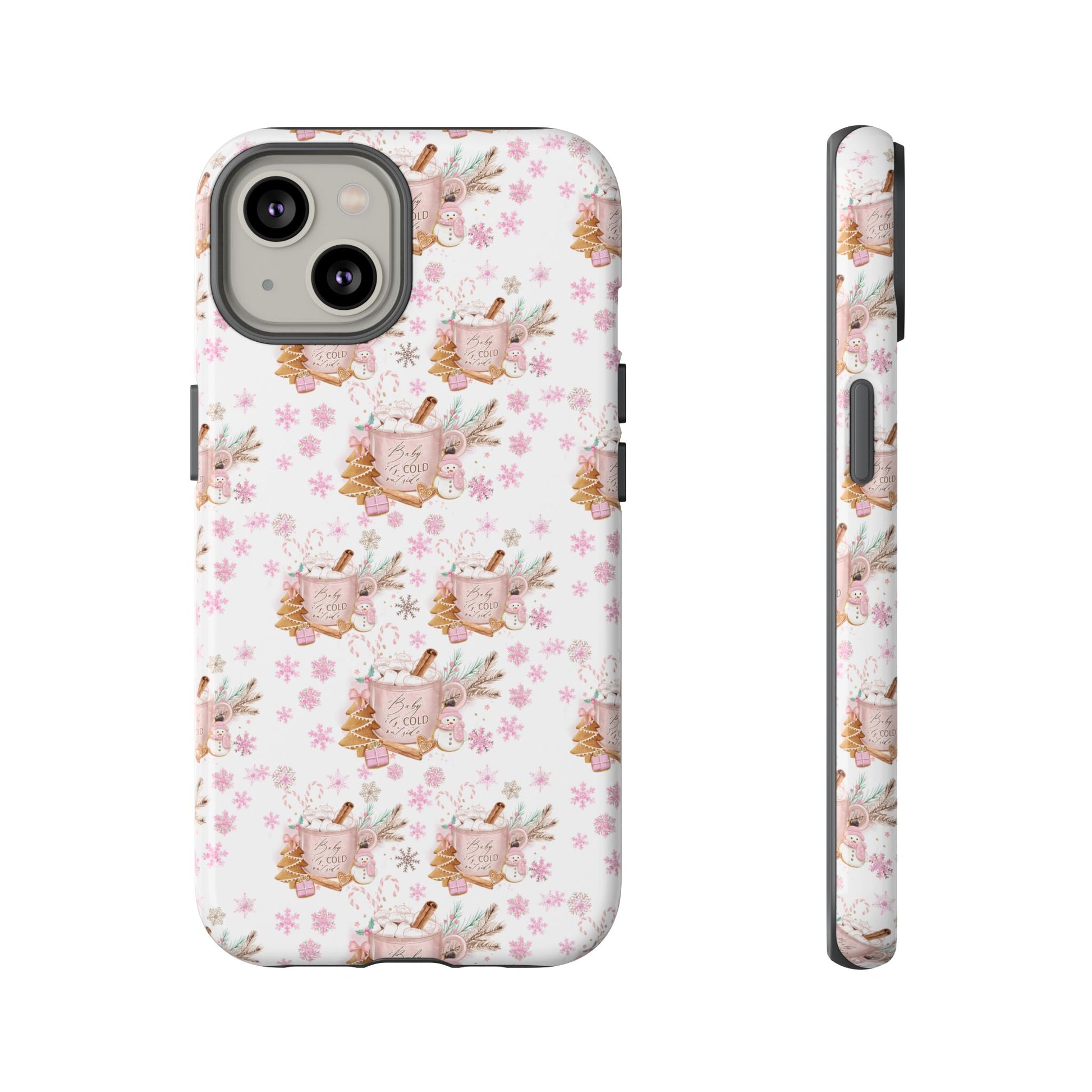 Baby it's Cold Outside Pink and White Phone Case Unique Holiday Protection for Your Device | Stylish & Durable Cover Gift for Her Phone 15, Samsung iPhone Samsung Accessory Gift for Her