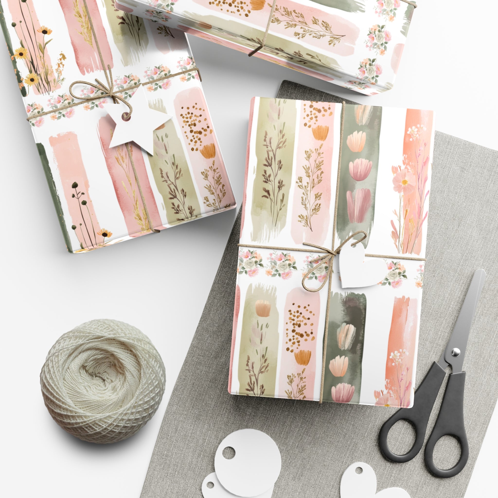 Pastel Brushstroke Floral Wrapping Paper Soft Pink & Peach Illusion Design, Elegant Gift Wrap for Her, Aesthetic Packaging for Birthdays  More Weddings